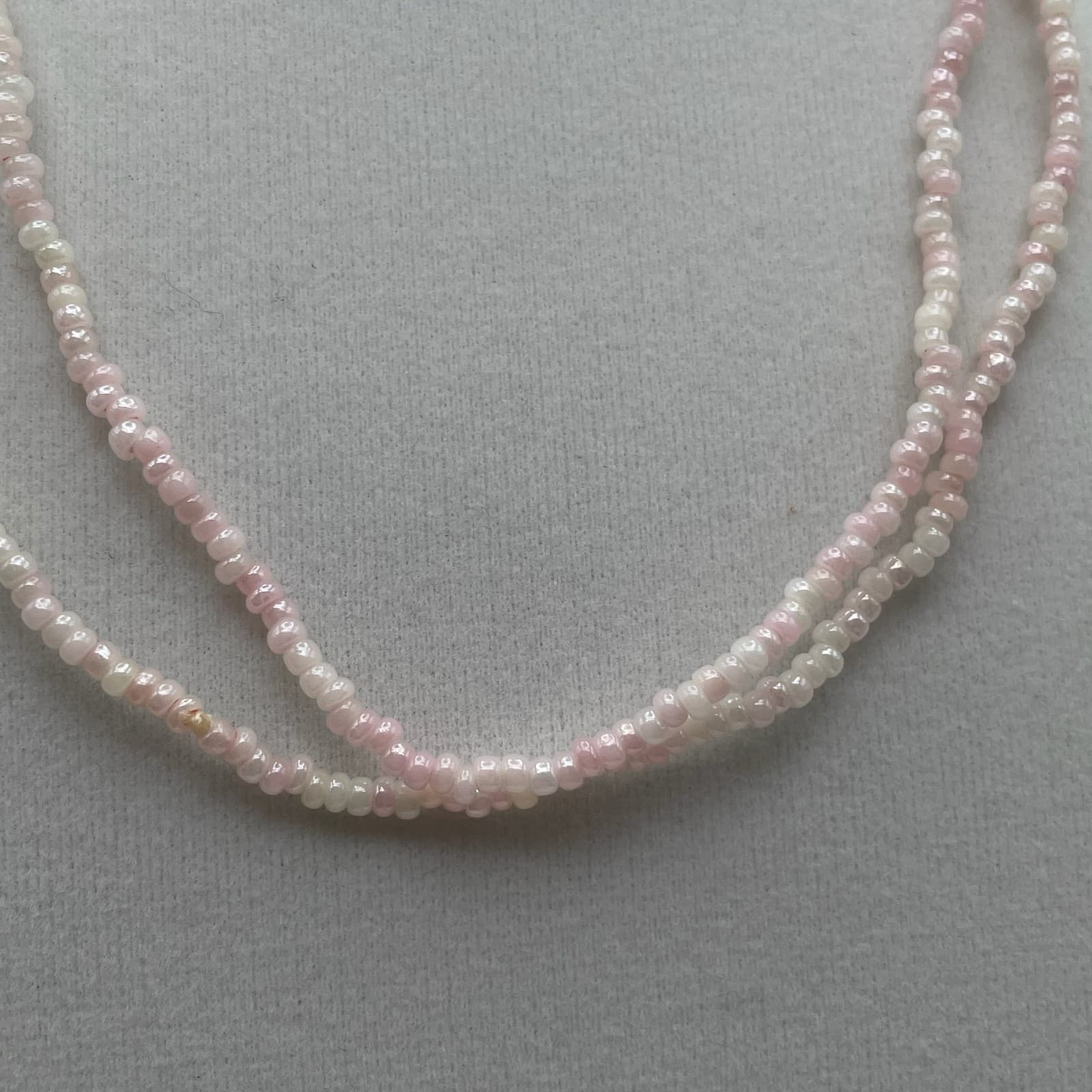 Vintage Pink Long Seed Bead Necklace Flapper Boho Layering Glass Excellent - Thumbnail 7