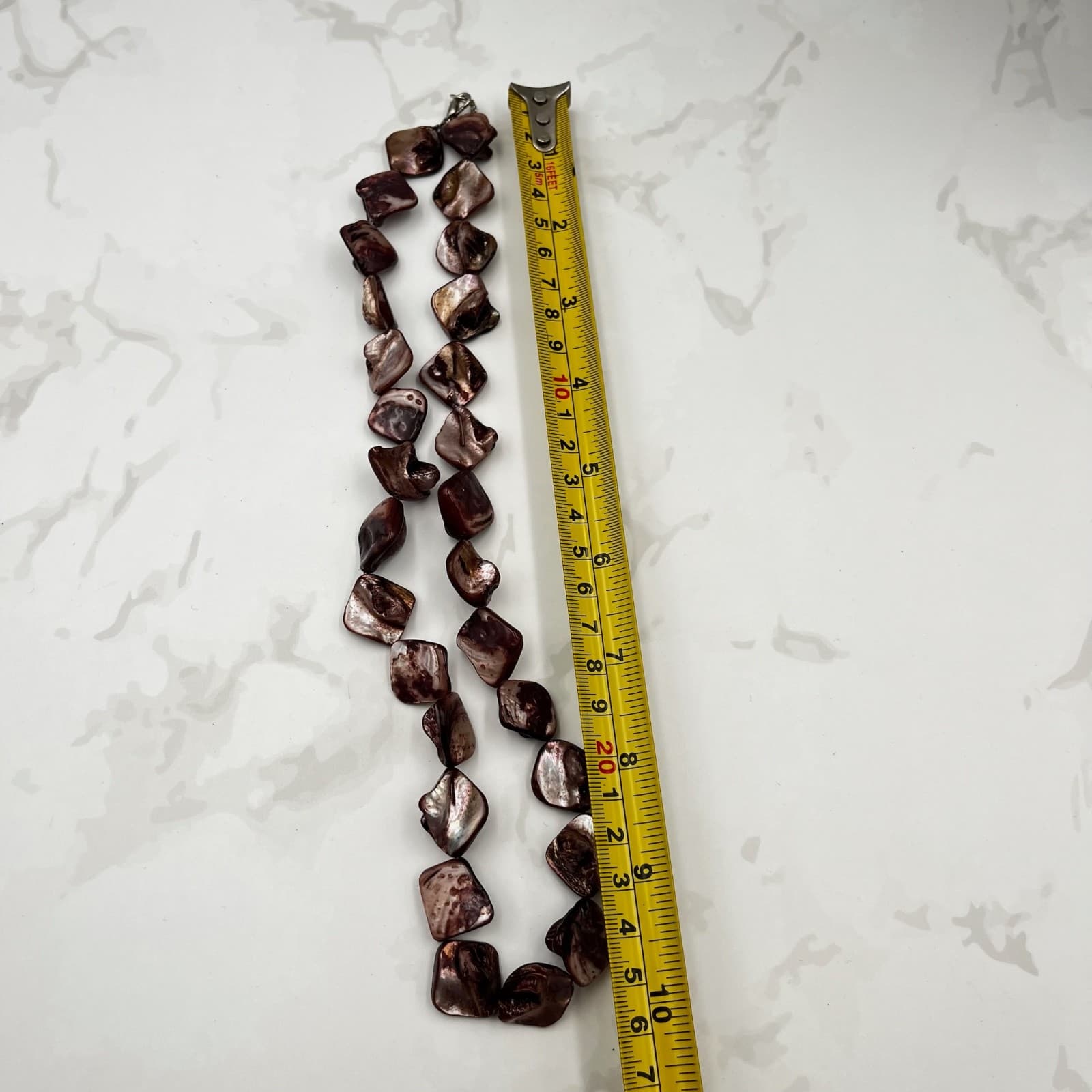 Vintage Iridescent Brown Shell Nugget Necklace Natural Organic Boho Style - Thumbnail 12