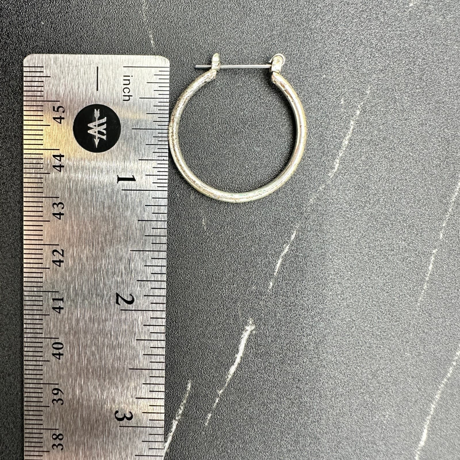 VTG Silver Tone Textured Hoop Earrings Round Minimalist Fashion Jewelry - Thumbnail 12