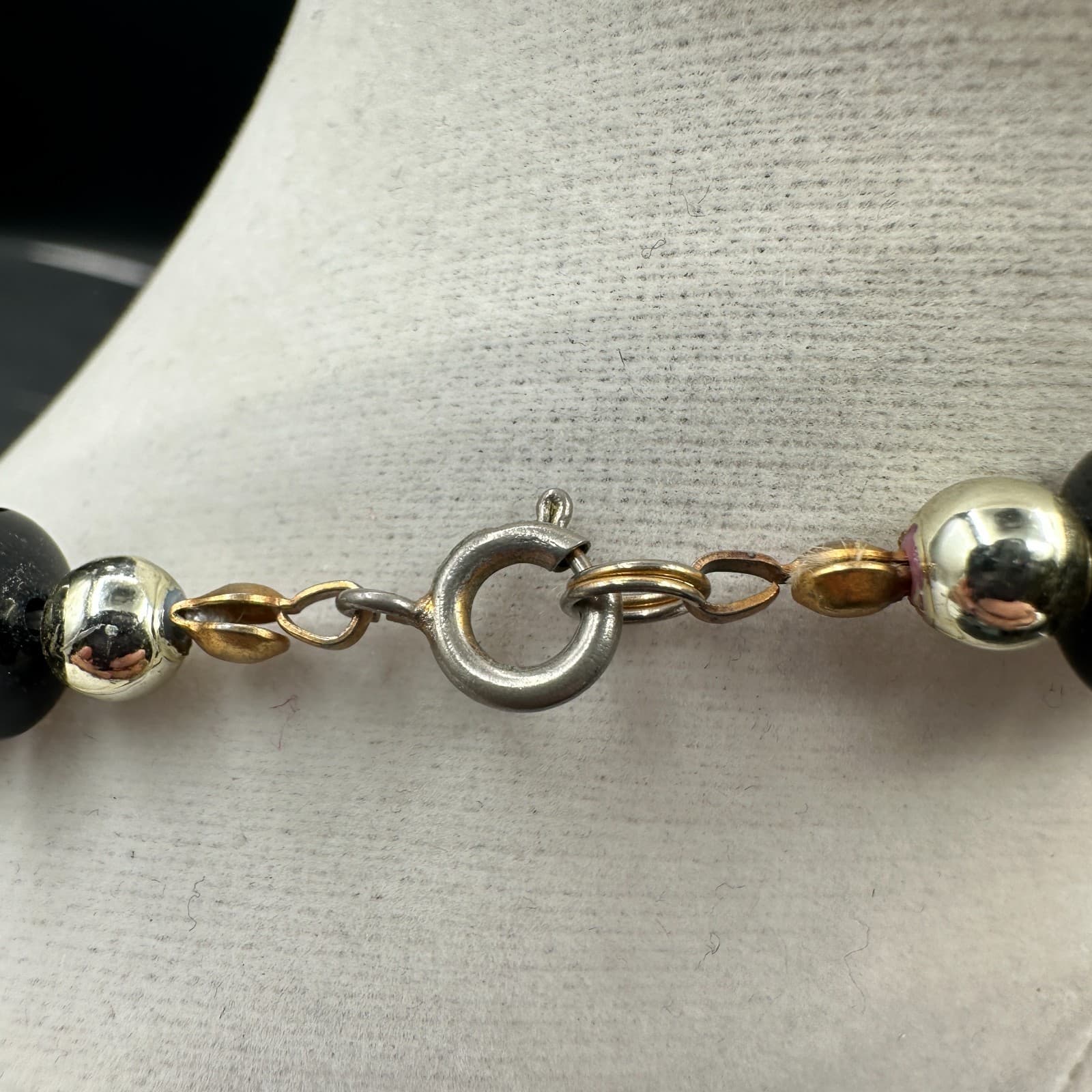 Vintage Multi-Color Statement Necklace Bead Gold Tone 80s Style Chunky 15 in - Thumbnail 10