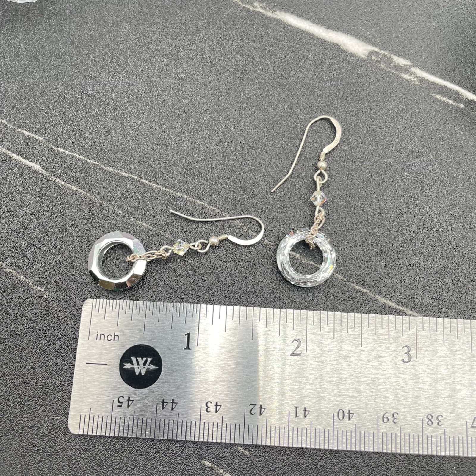 Contemporary 2000s Silver-Tone Austrian Crystal Drop Dangle French Hook Earrings - Thumbnail 10
