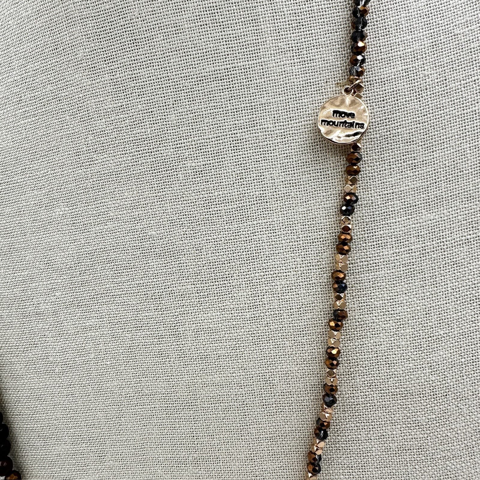 Vintage Move Mountains Deep Berry Faceted Garnets Gold-Tone Beaded Charm - Thumbnail 4