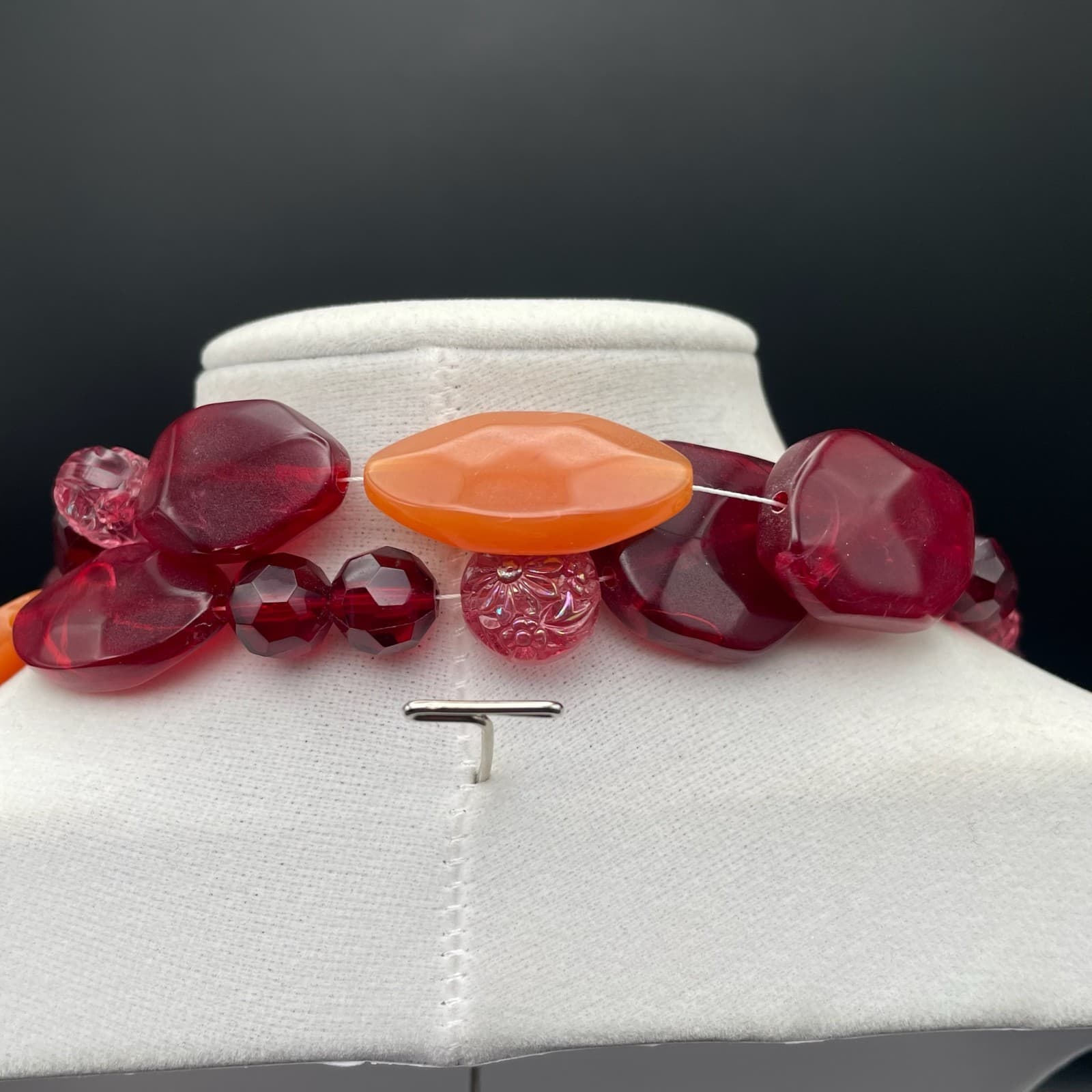 Vintage Chunky Statement Necklace Acrylic Resin Bib Beaded Fashion Jewelry - Thumbnail 8