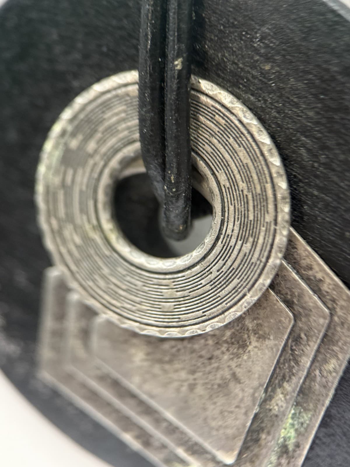 Vintage Black Wood & Silver Tribal Pendant Necklace Bold Boho Statement - Thumbnail 9