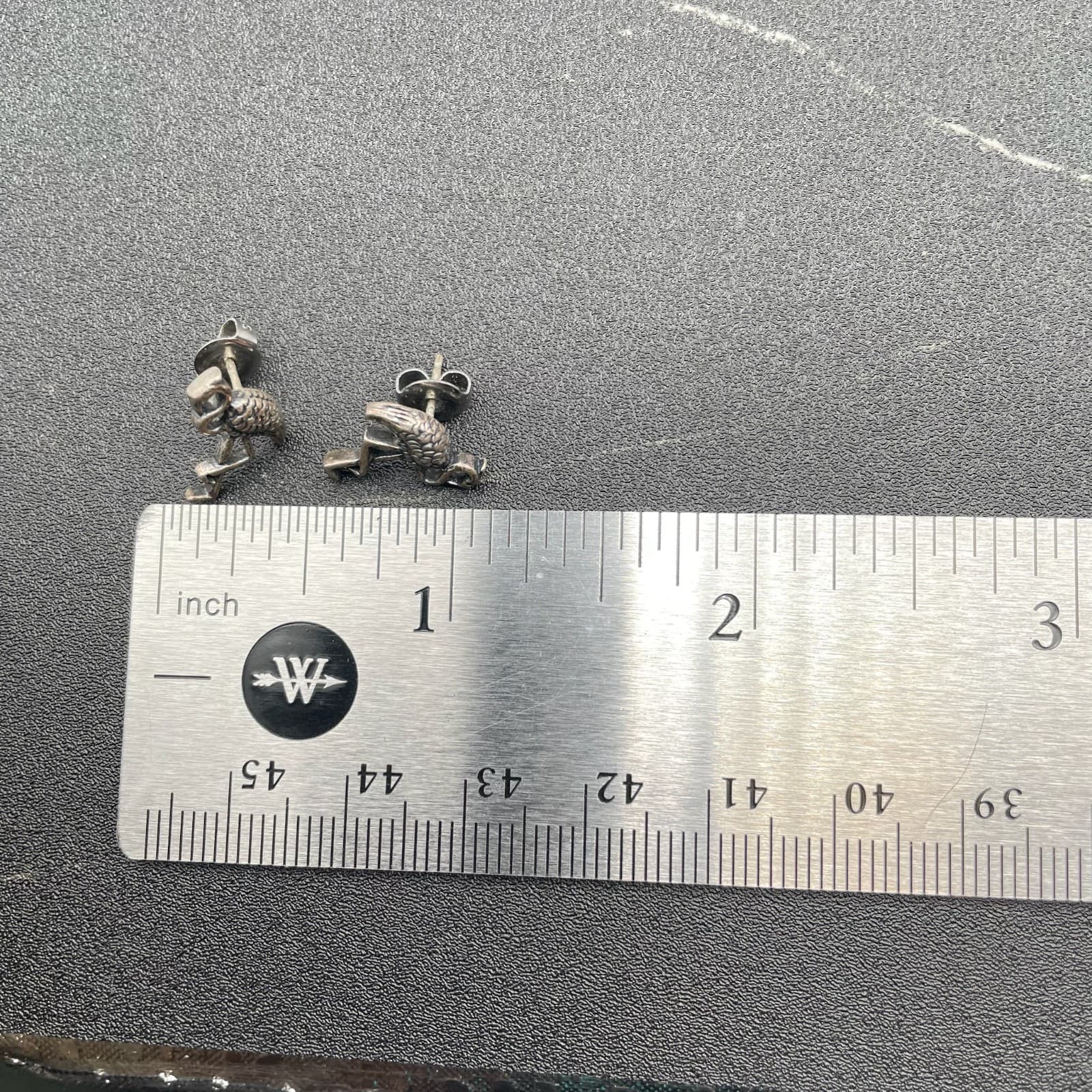 Vintage Silver-Tone Classic Fashion Textured Flamingo Butterfly Back Earrings - Thumbnail 11