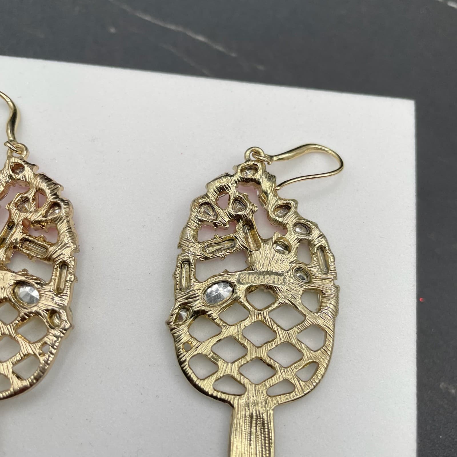 Classic Gold-Tone Faceted Glass Beads Ice Cream Bar Dangle Drop Hook Earrings - Thumbnail 5