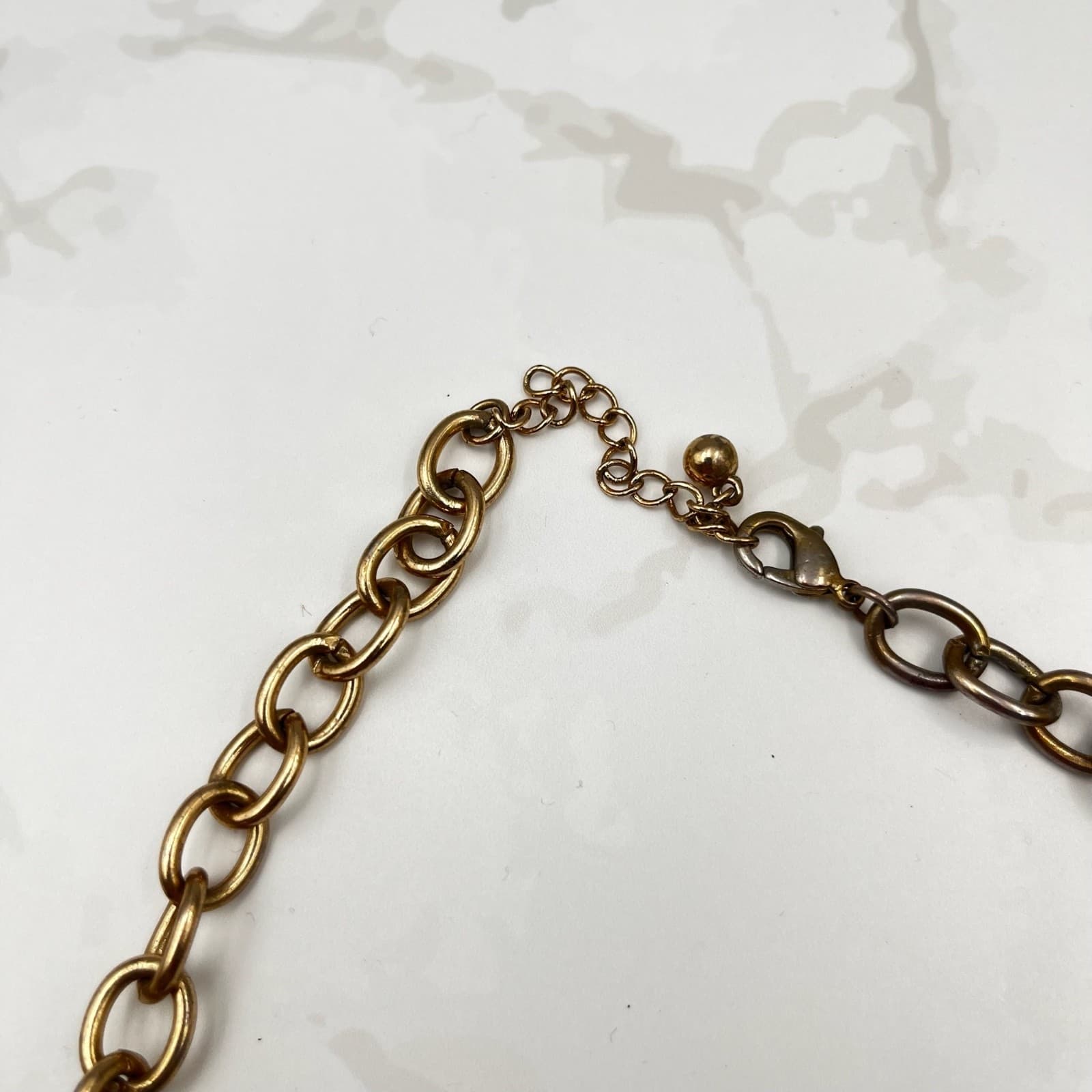 Vintage Turquoise Navy Beaded Bib Statement Necklace Gold Tone Chunky Collar Y2K - Thumbnail 17