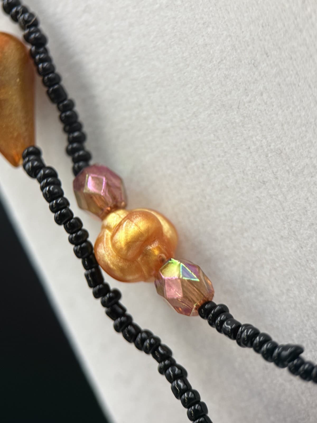 Vintage Black Seed Bead Necklace w/ Copper Shell Nuggets Boho Layered - Thumbnail 14