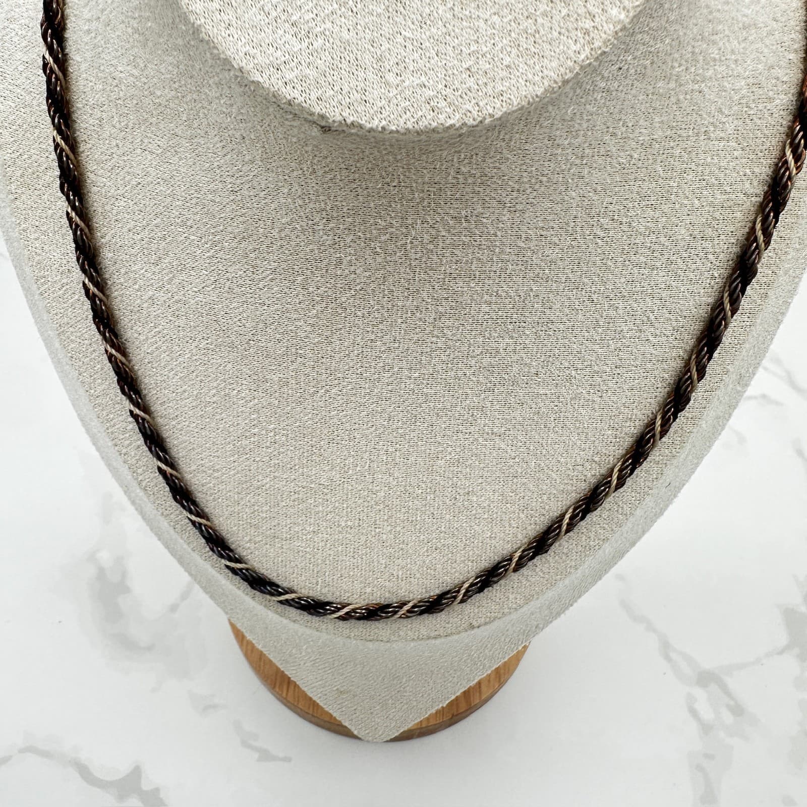 Vintage Black Silver-Tone Twisted Cord Rope Chain Fashion Push Lock Necklace - Thumbnail 5