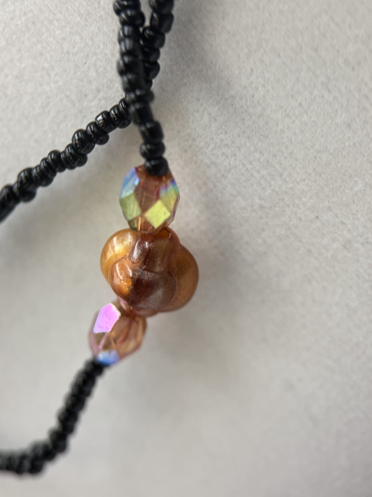 Vintage Black Seed Bead Necklace w/ Copper Shell Nuggets Boho Layered - Thumbnail 13