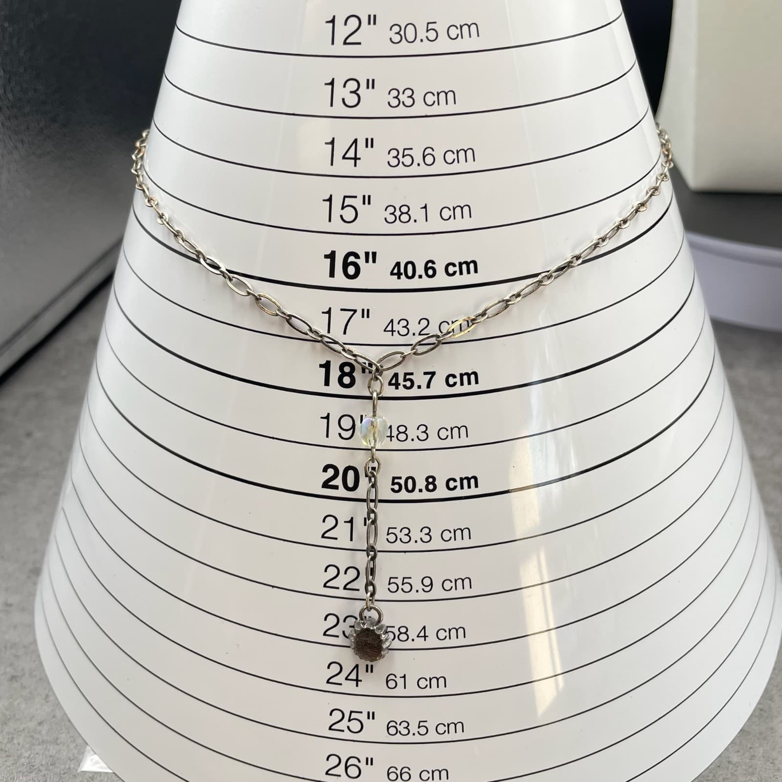 Fashion Silver-Tone Faceted Glass Bead Oval Link Chain Flower Pendant Necklace - Thumbnail 8