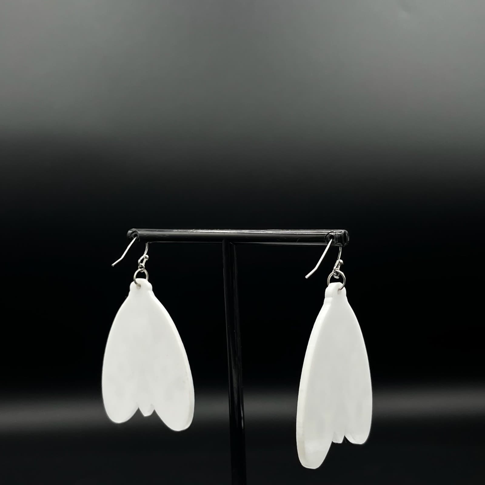 Vintage Moth Dangle Drop Earrings Black & White Mandala Art Moth Insect Jewelry - Thumbnail 5