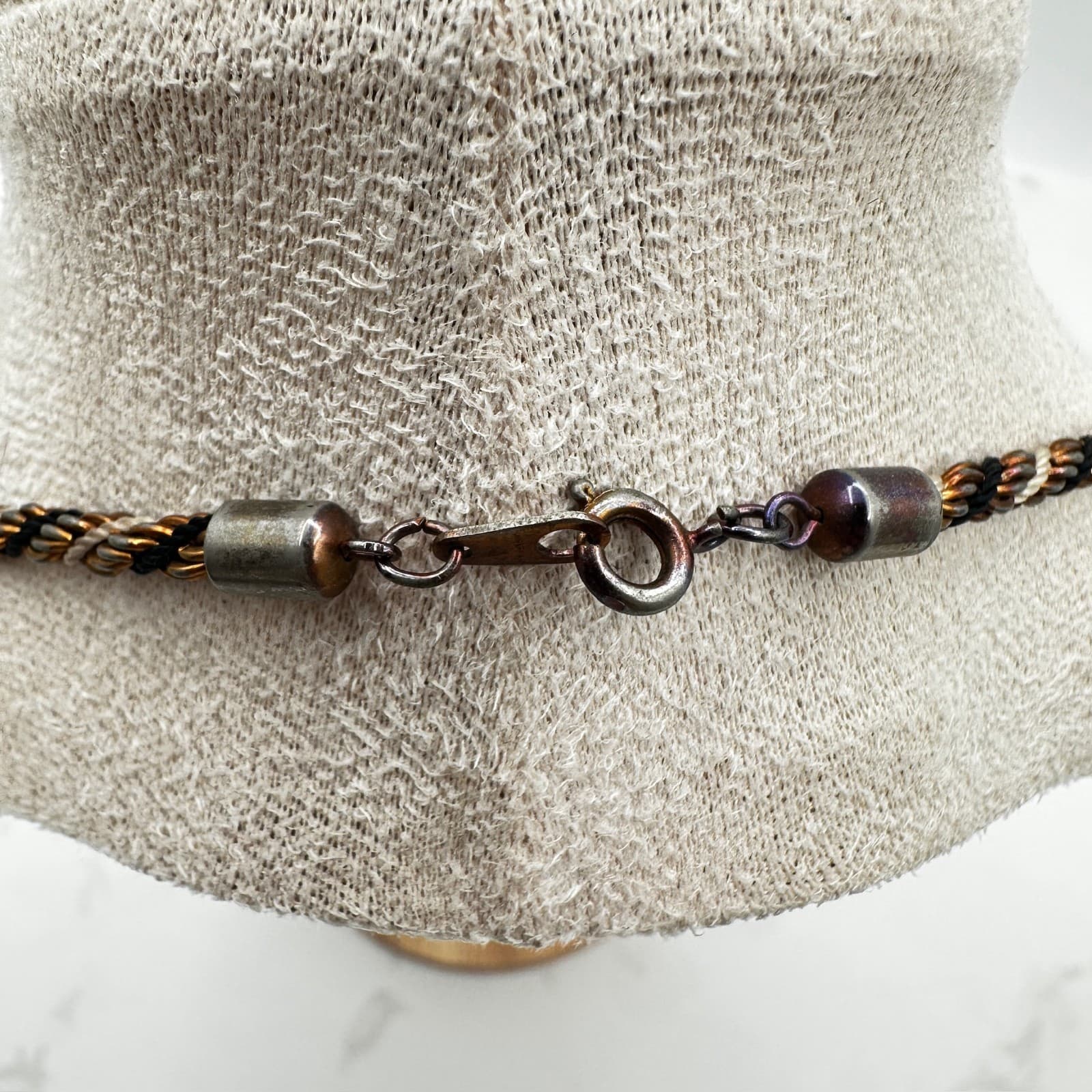 Vintage Black Silver-Tone Twisted Cord Rope Chain Fashion Push Lock Necklace - Thumbnail 7