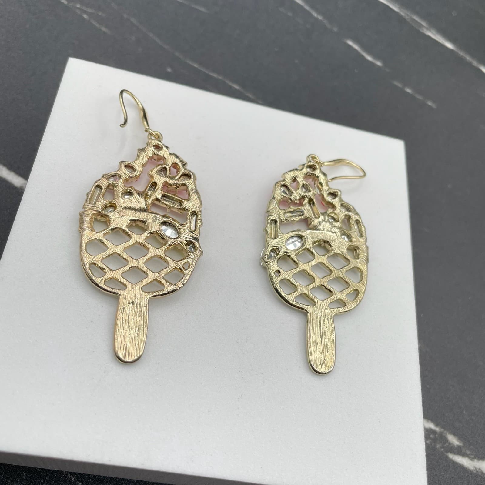 Classic Gold-Tone Faceted Glass Beads Ice Cream Bar Dangle Drop Hook Earrings - Thumbnail 6