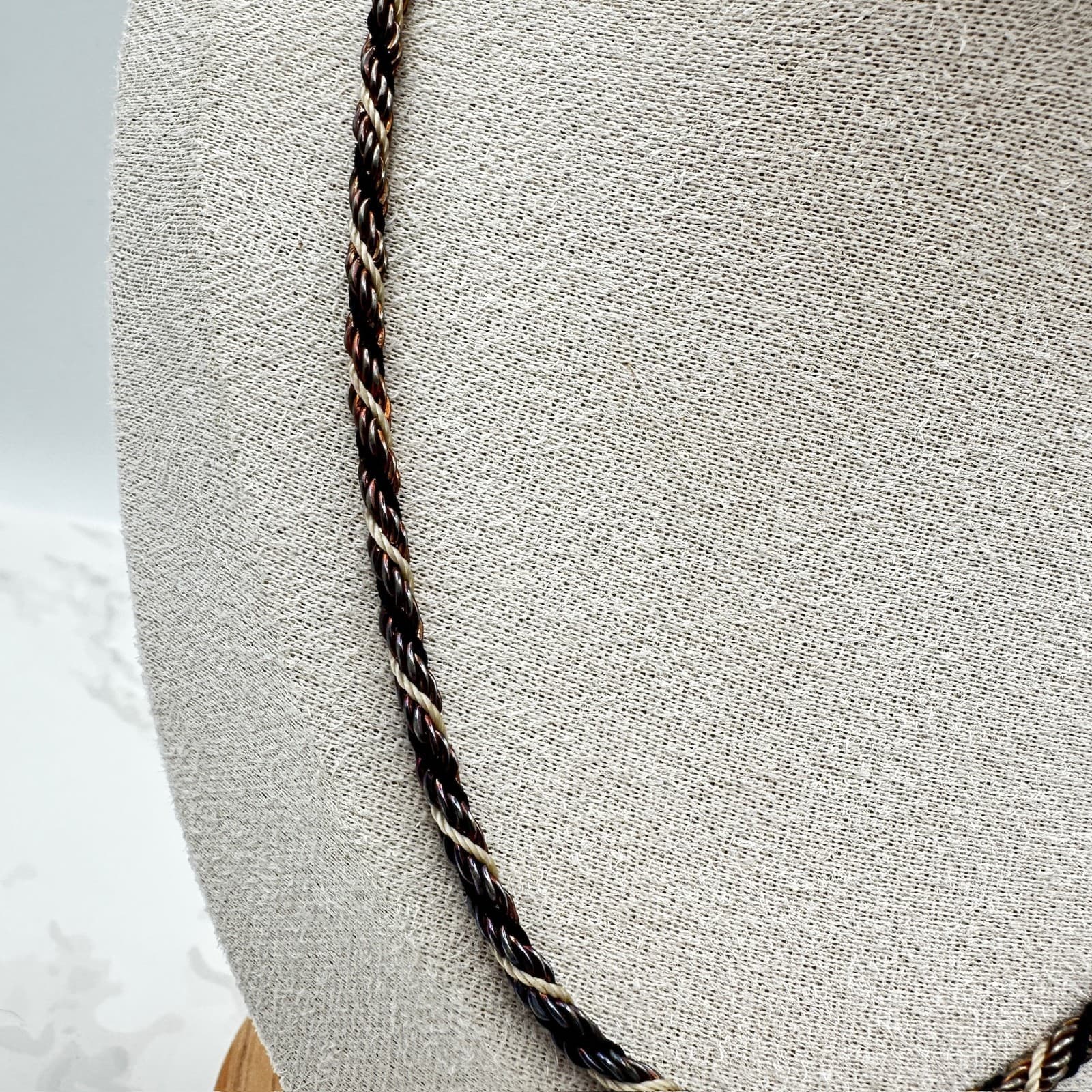 Vintage Black Silver-Tone Twisted Cord Rope Chain Fashion Push Lock Necklace - Thumbnail 3