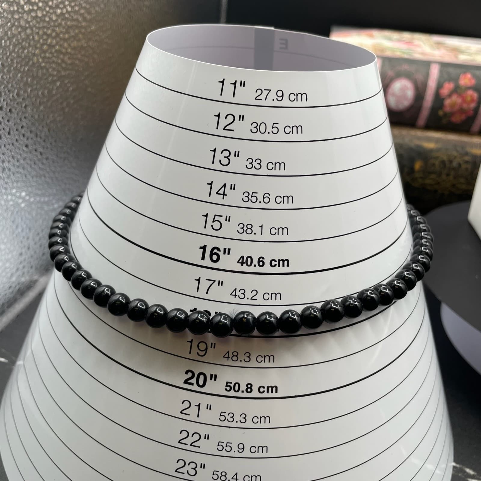 Vintage Black Classic Fashion Onyx Round Beaded Statement Lobster Necklace - Thumbnail 10