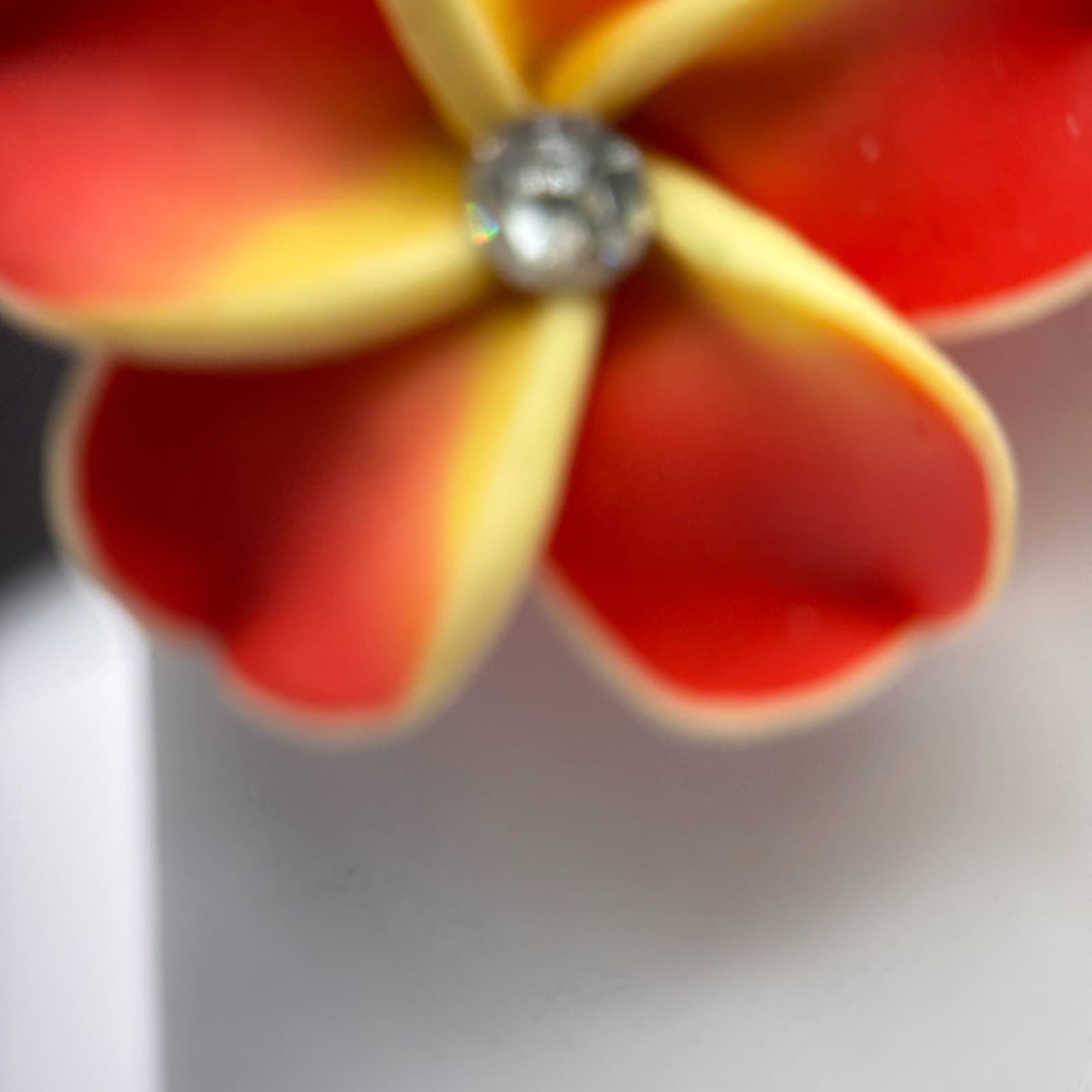 Y2K Plumeria Flower Red & Yellow Dangle Tops & Earrings Tropical Jewelry - Thumbnail 8