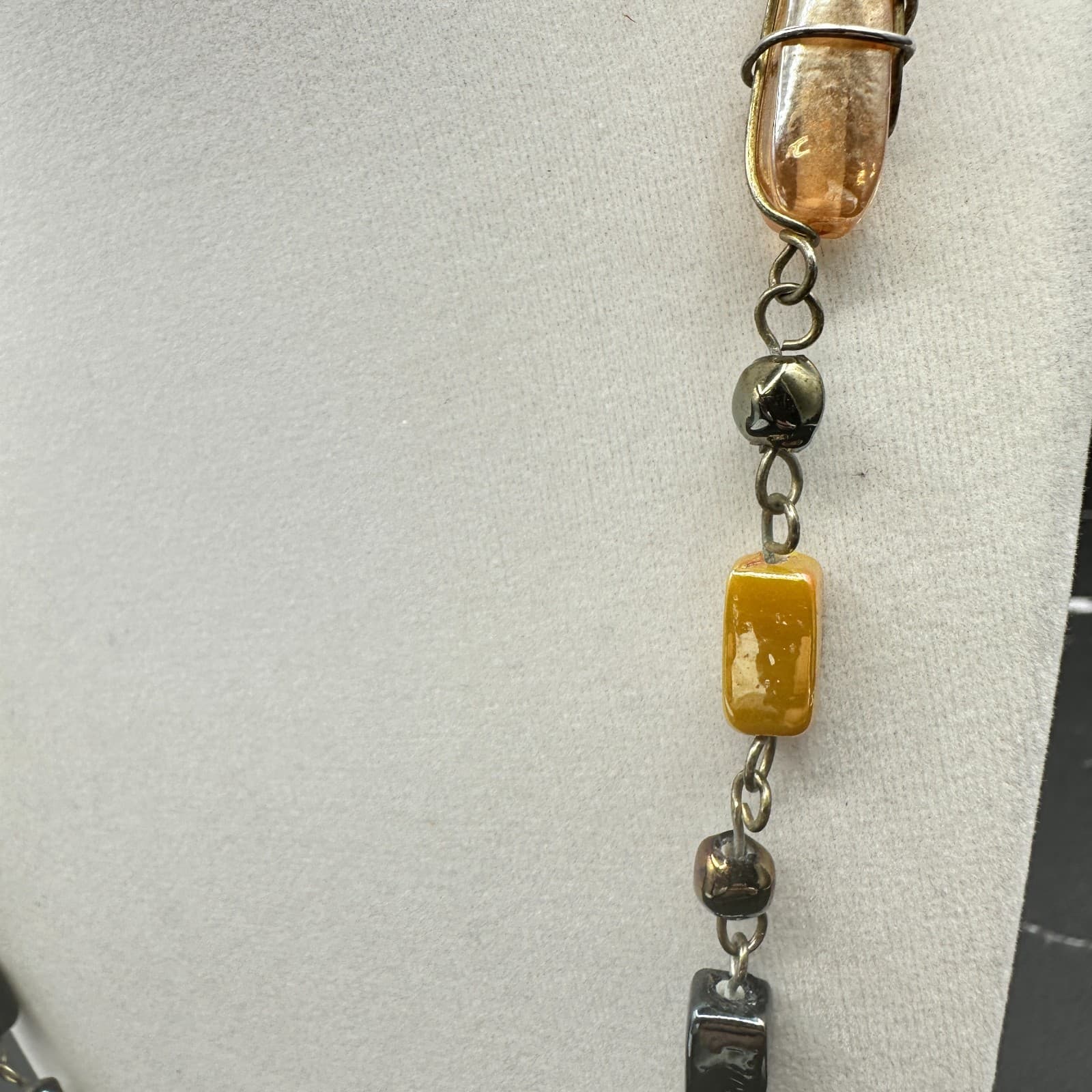 Vintage 90s Wire Wrapped Beaded Necklace Pearl Women's Classic Fashion Jewelry - Thumbnail 5