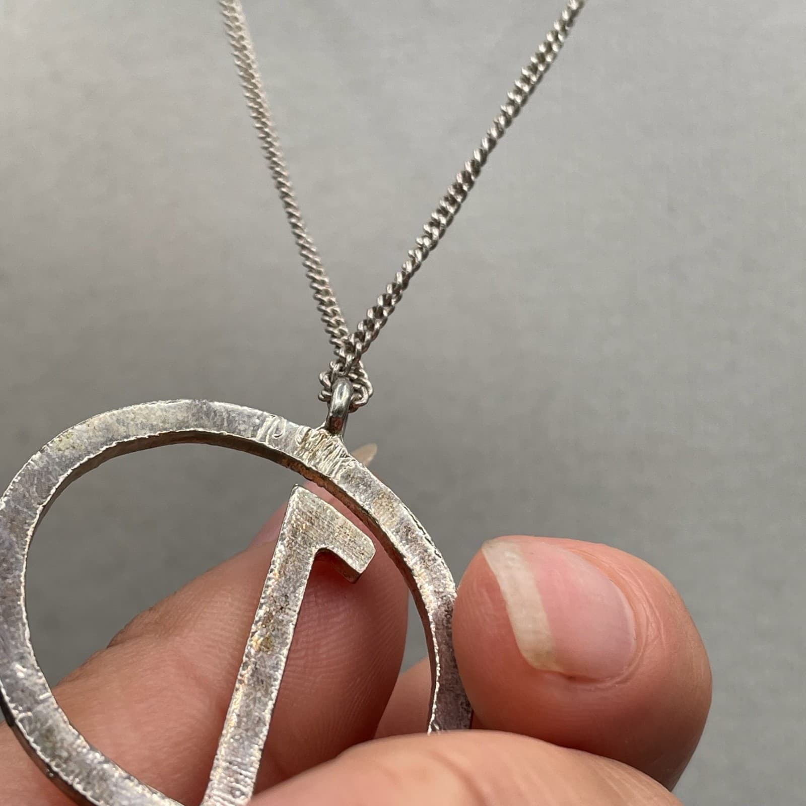 Vintage Silver-Tone Classic Pave Rhinestone Initial "D" Pendant Lobster Necklace - Thumbnail 7