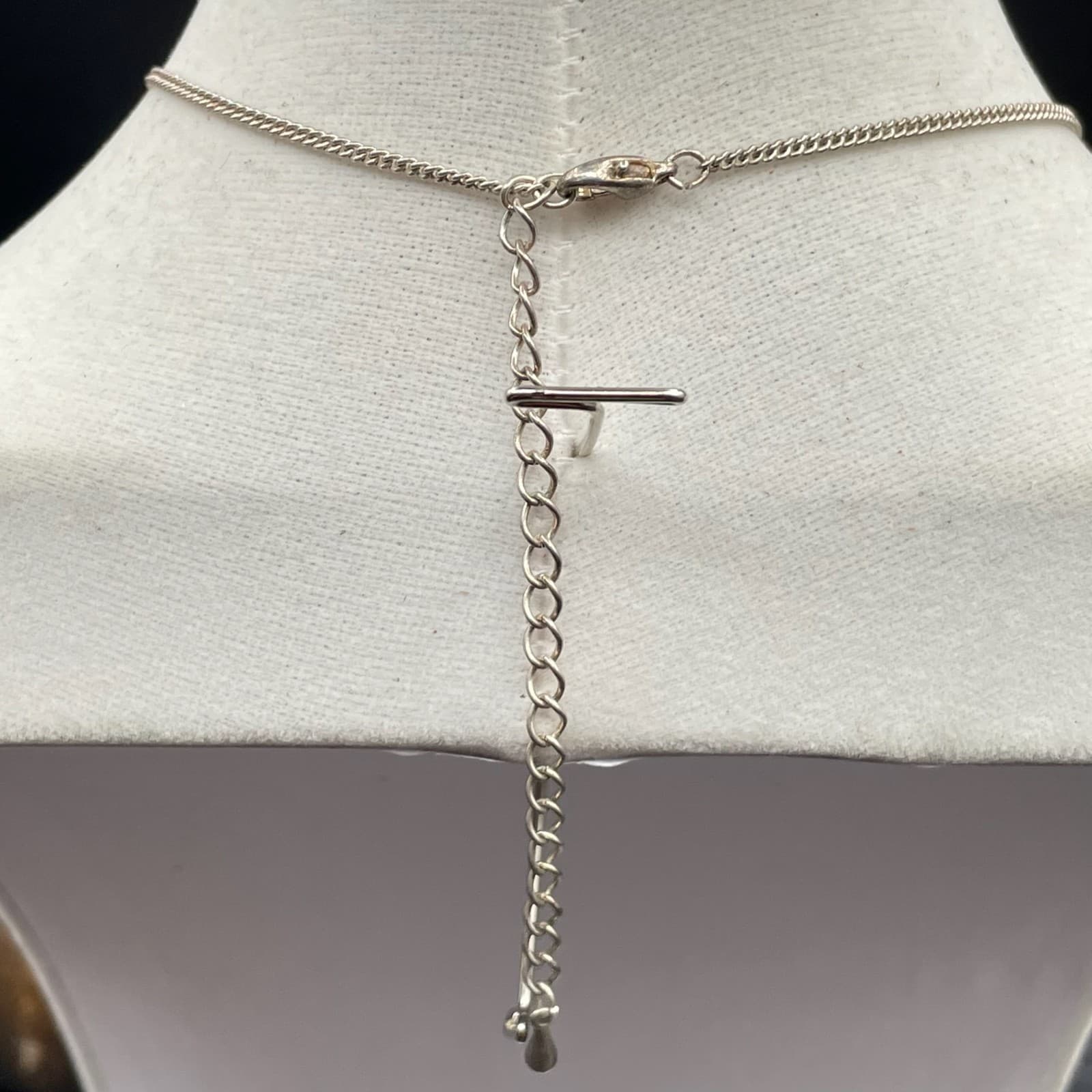 Vintage Silver-Tone Classic Pave Rhinestone Initial "D" Pendant Lobster Necklace - Thumbnail 9