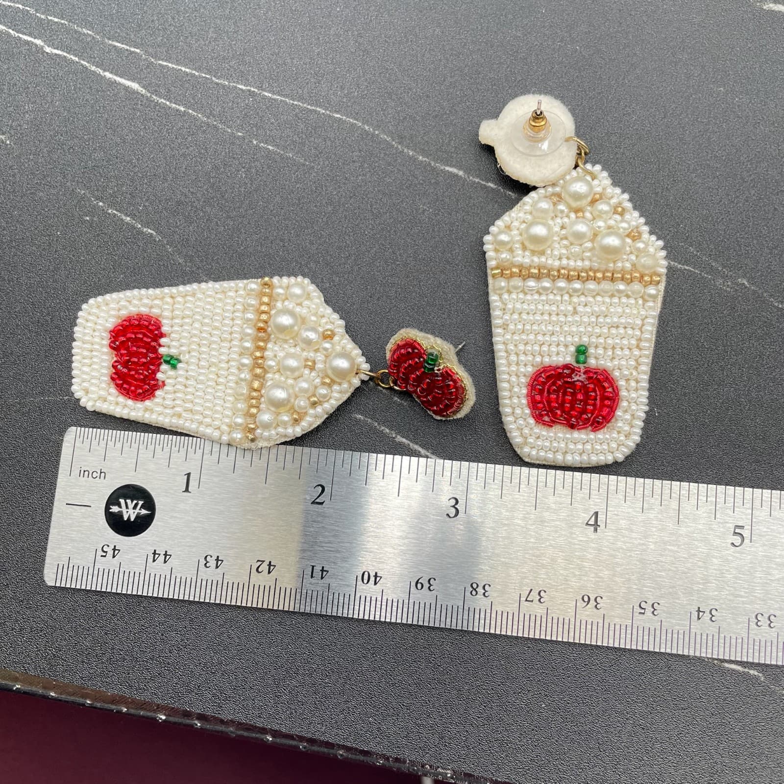 Contemporary White Classic Fashion Pumpkin Spice Latte Beaded Dangle Earrings - Thumbnail 10