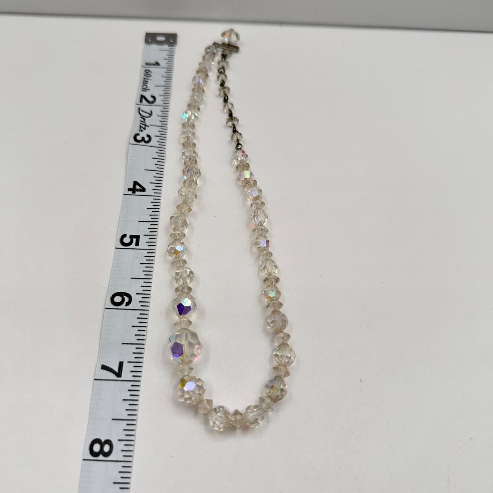 Vintage 80s Faceted AB Bead Graduated Choker Necklace Retro Jewelry - Thumbnail 9