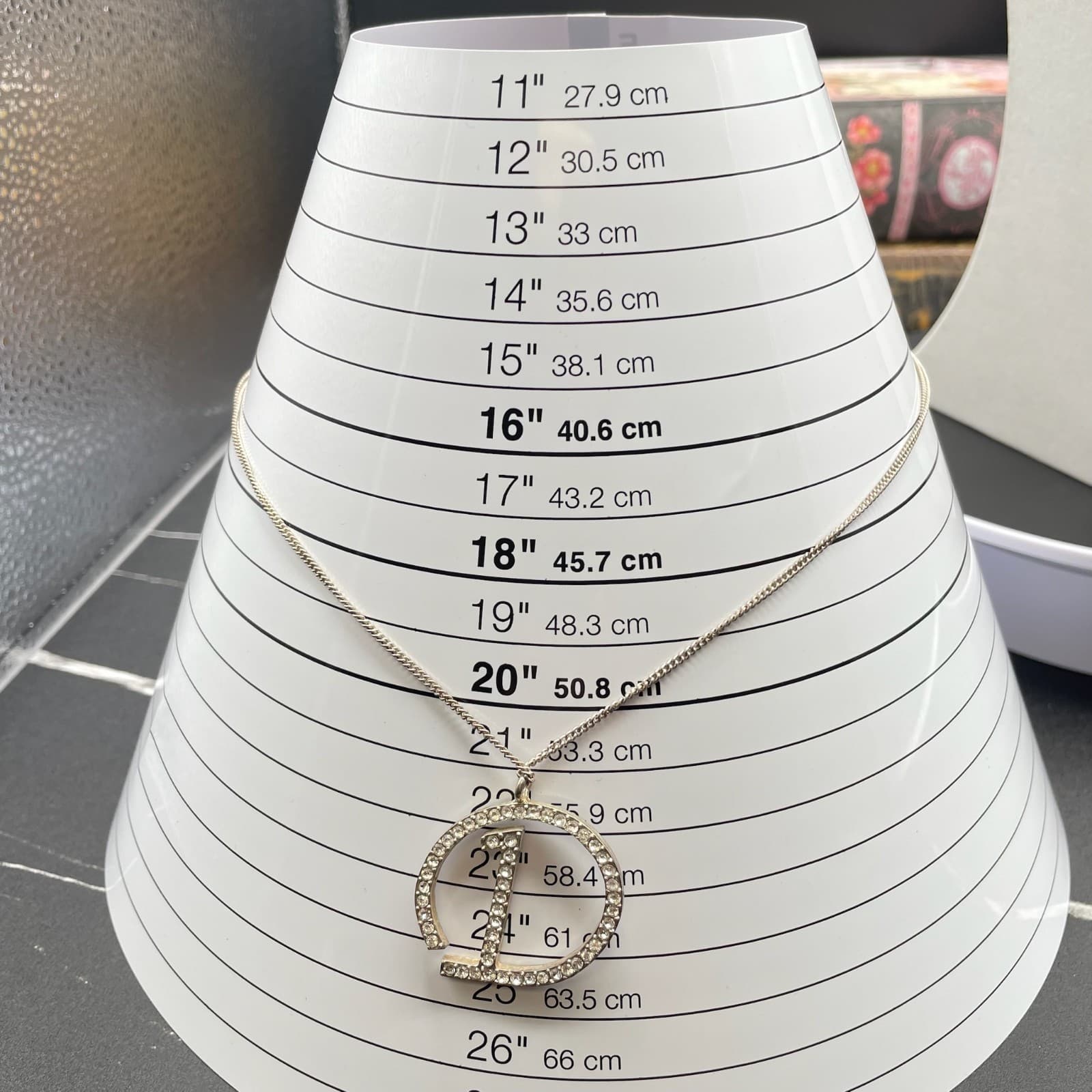 Vintage Silver-Tone Classic Pave Rhinestone Initial "D" Pendant Lobster Necklace - Thumbnail 10