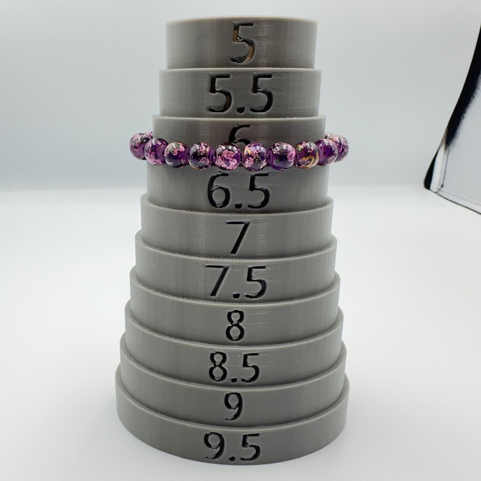 Purple Marbled Bead Stretch Bracelet Boho Chic Style - Thumbnail 6