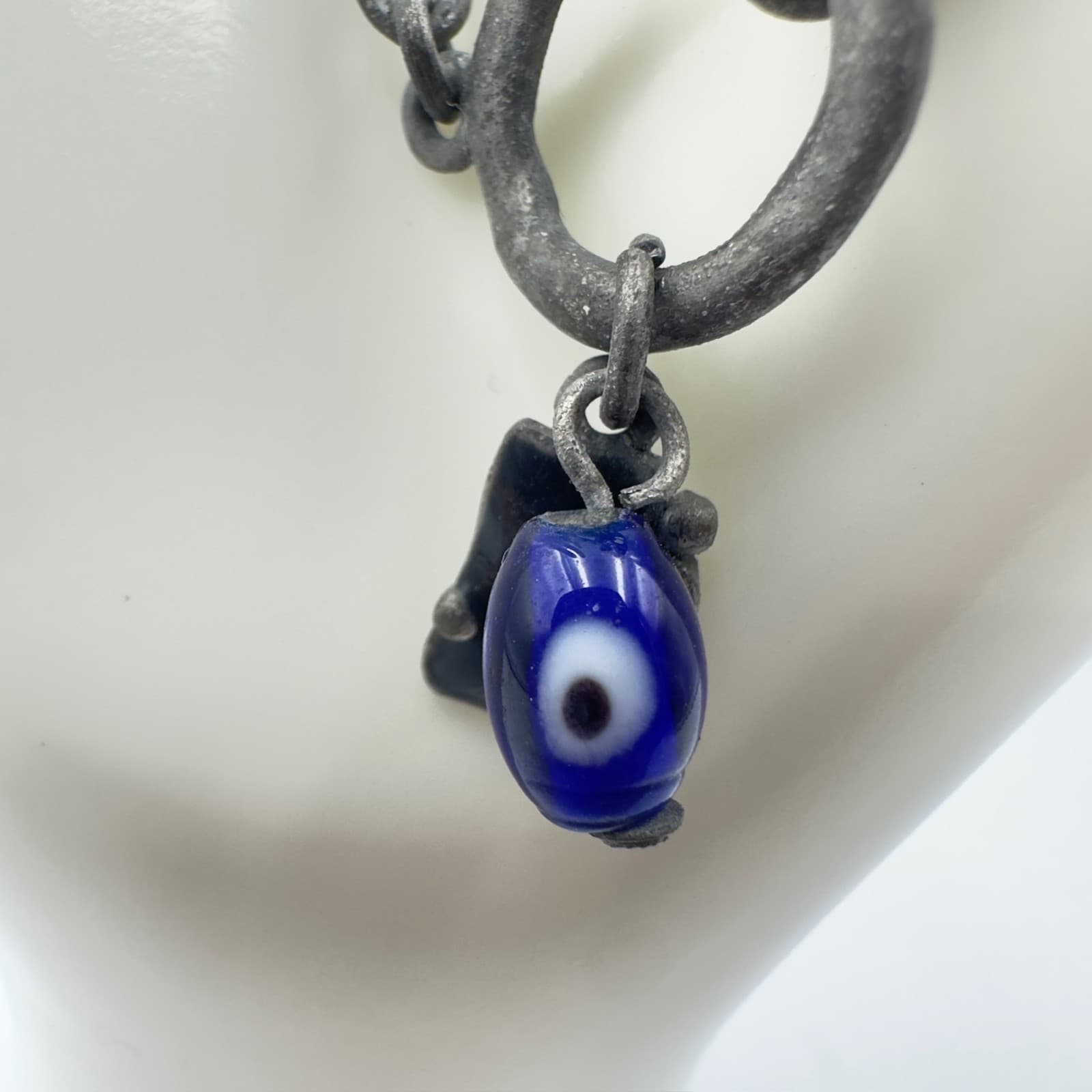 Rustic Evil Eye Dangle Chain Bracelet Boho Protection Style - Thumbnail 3