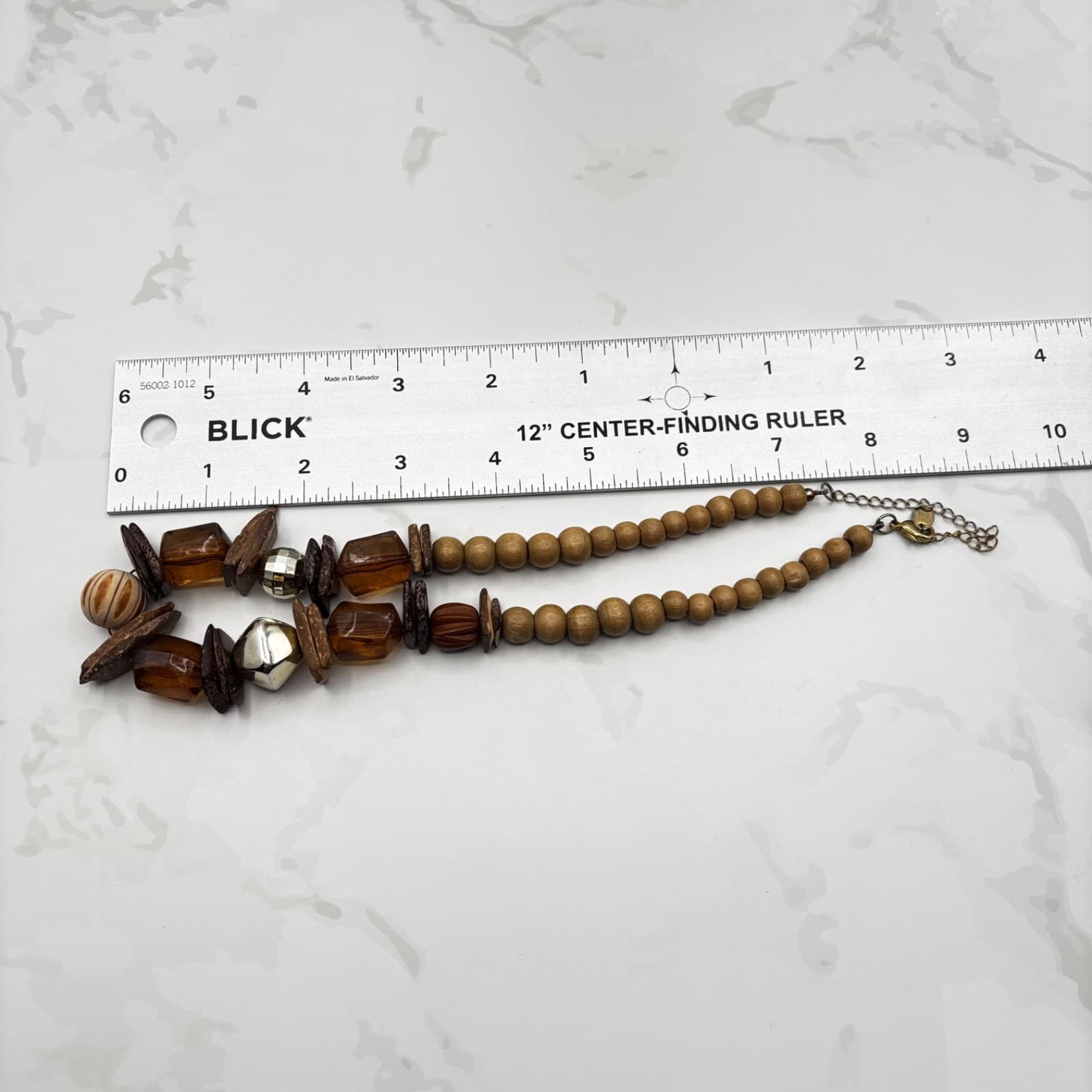 Vintage Chunky Wood Beaded Necklace Brown Amber Tribal Boho Statement - Thumbnail 11