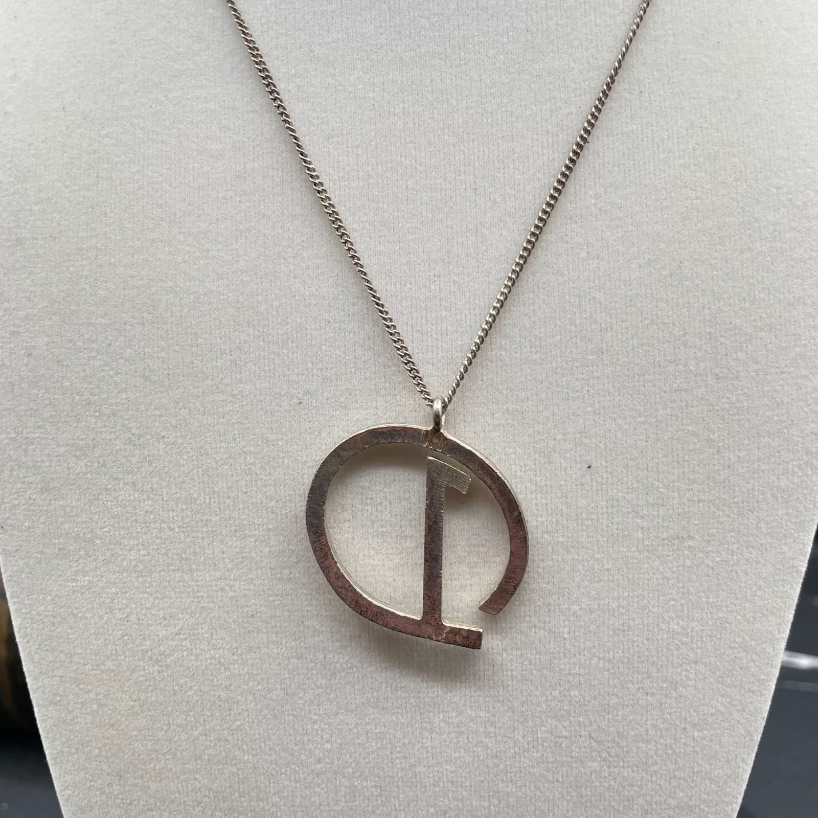 Vintage Silver-Tone Classic Pave Rhinestone Initial "D" Pendant Lobster Necklace - Thumbnail 3