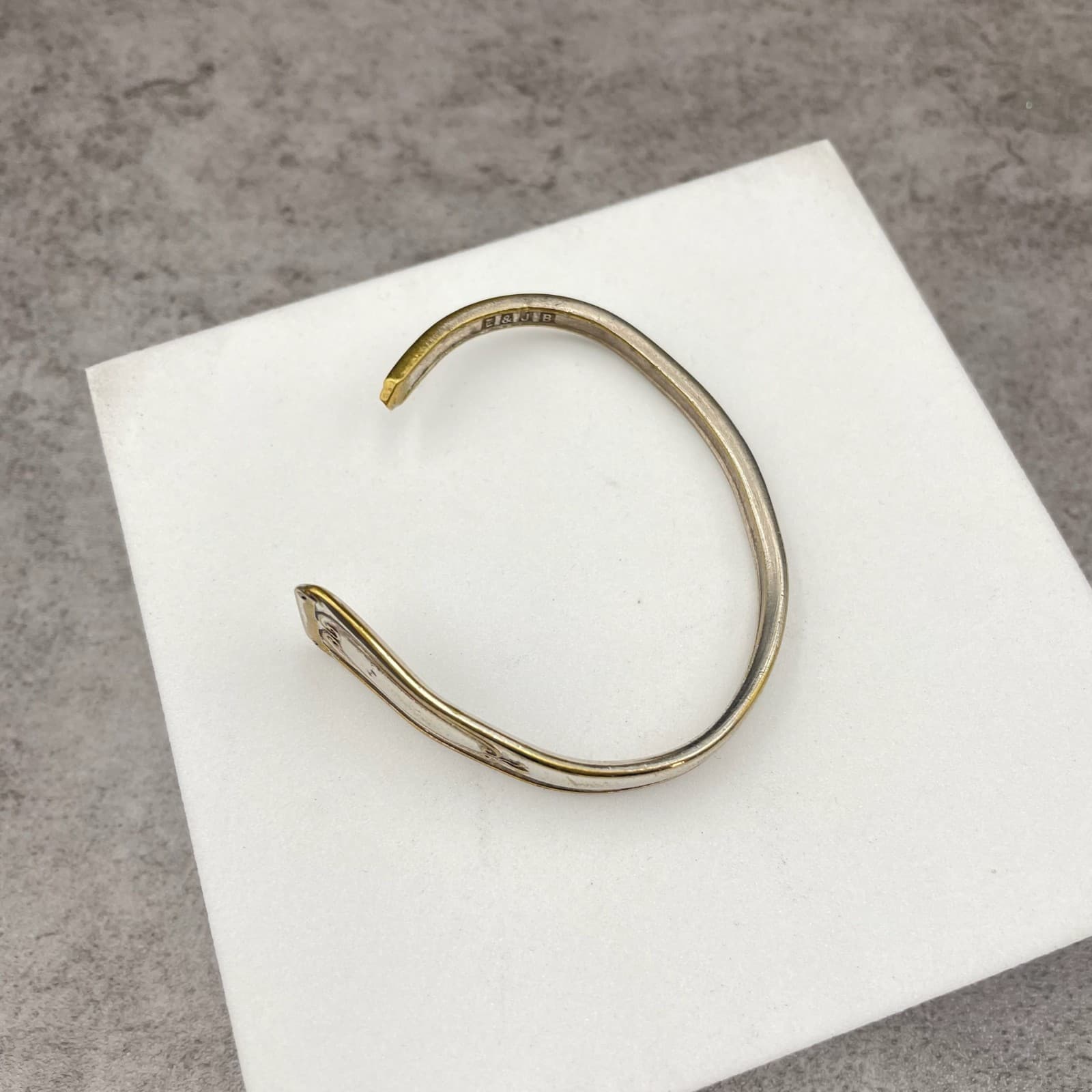 Vintage E&JB Two-Tone Classic Fashion Retro Metal Art Deco Cuff Slide Bracelet - Image 1