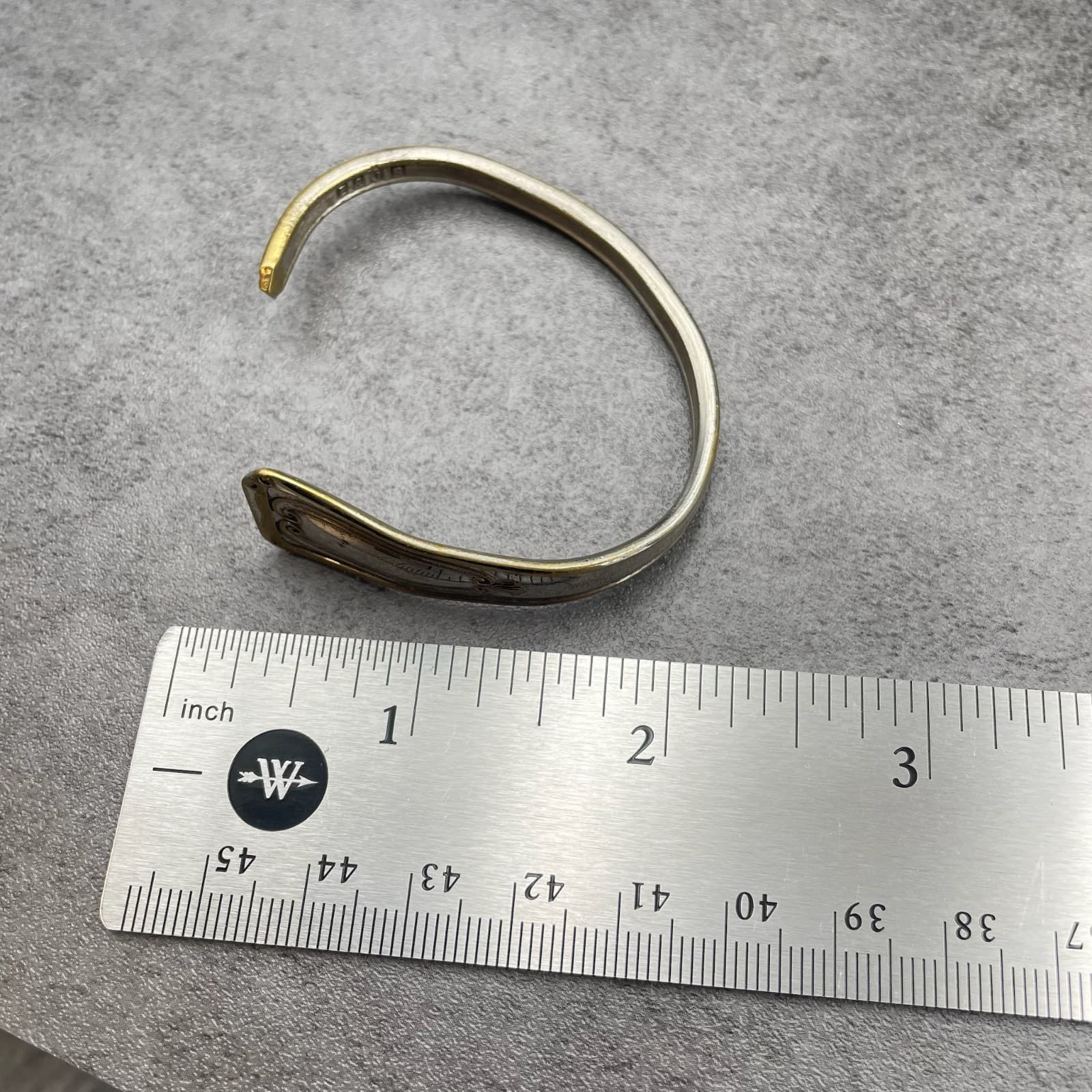 Vintage E&JB Two-Tone Classic Fashion Retro Metal Art Deco Cuff Slide Bracelet - Thumbnail 8