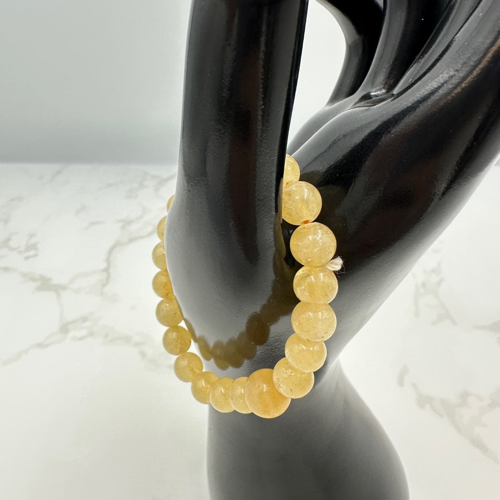 Vintage Amber Stone 5.5" Yellow Beaded Glossy Fashion Classic Baltic Bracelet - Thumbnail 3