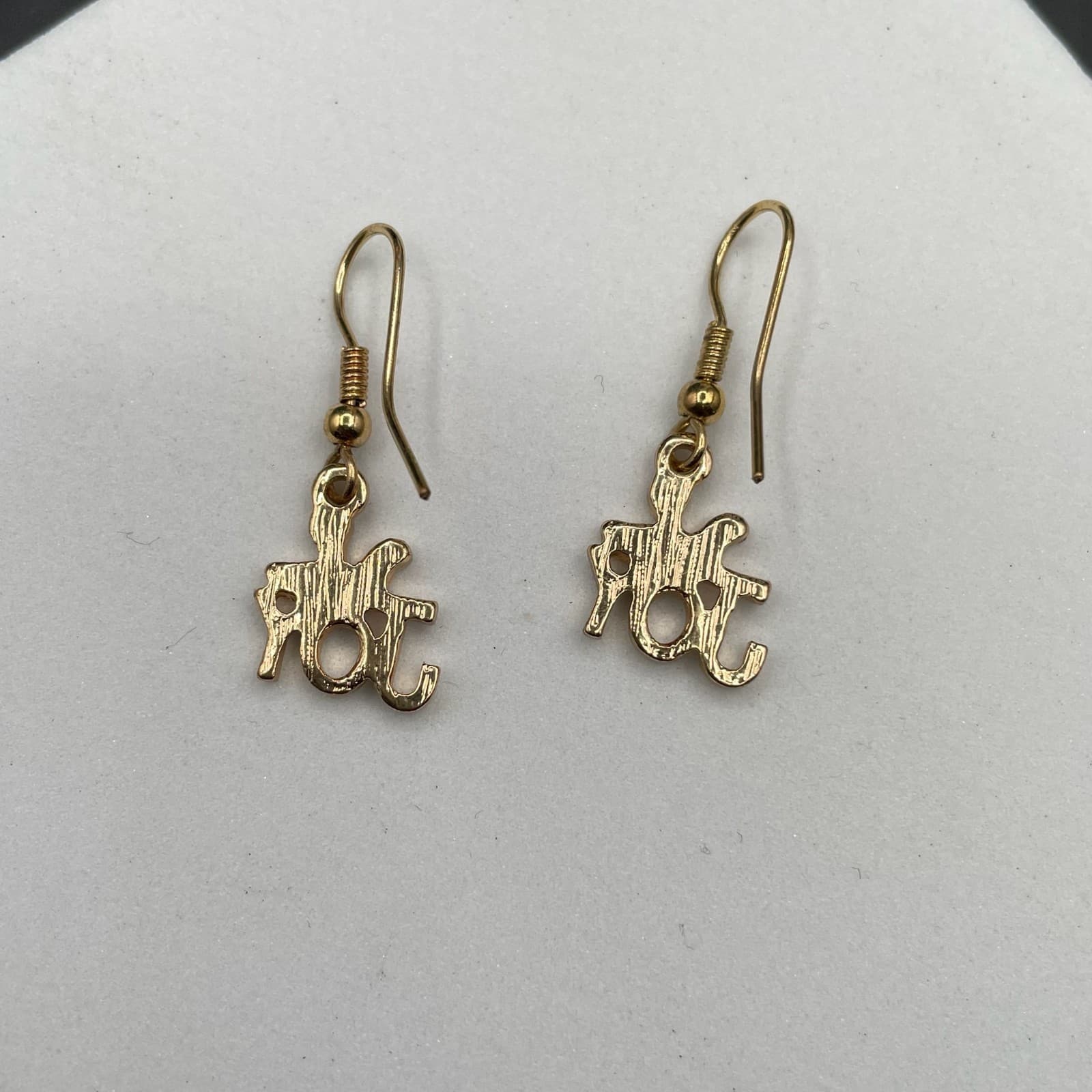 Contemporary Gold-Tone Christmas "Joy" Holly Dangle Drop French Hook Earrings - Thumbnail 3