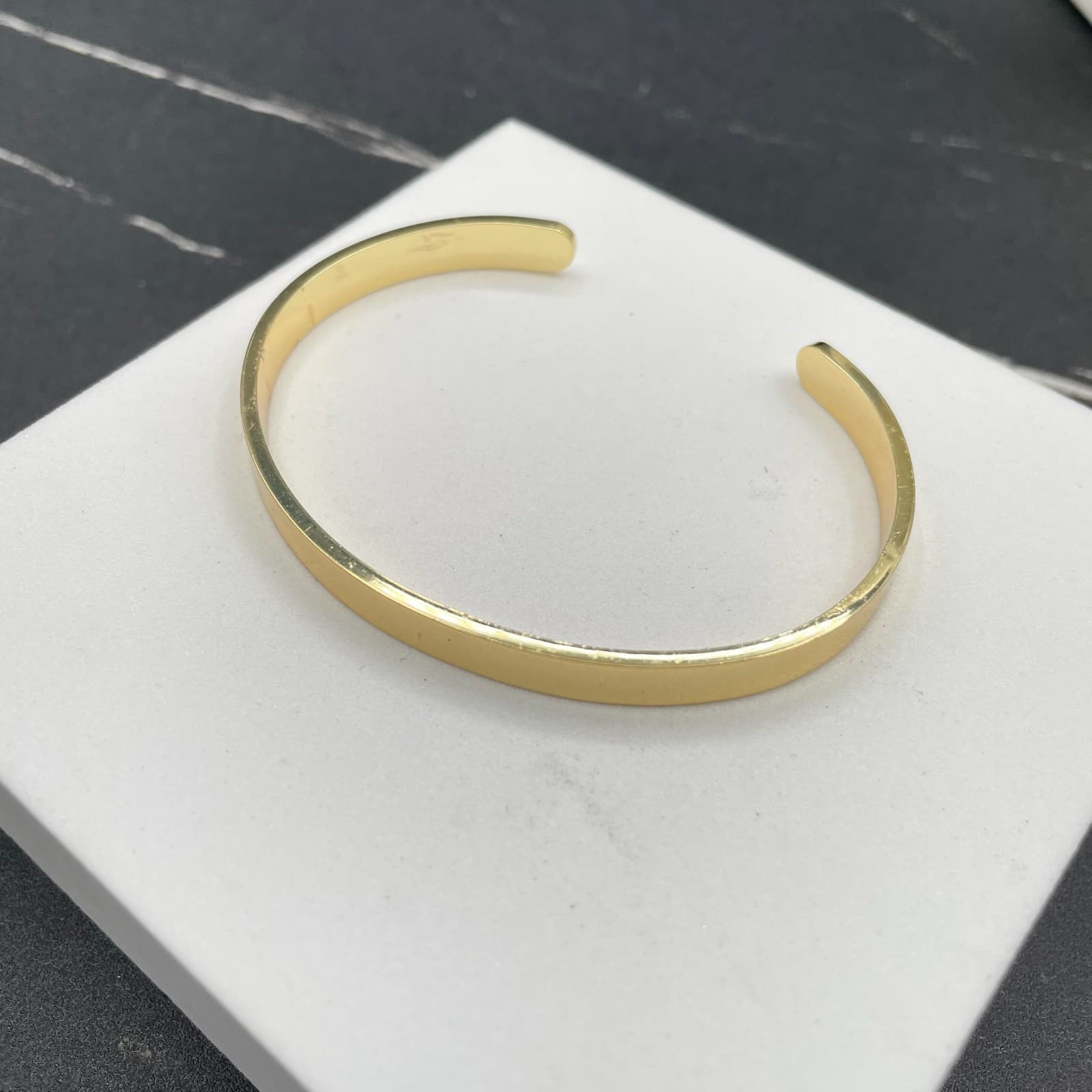 Gold-Tone Classic Fashion Shiny Metal Round-Ended Cuff Torque Slip-On Bracelet - Image 1