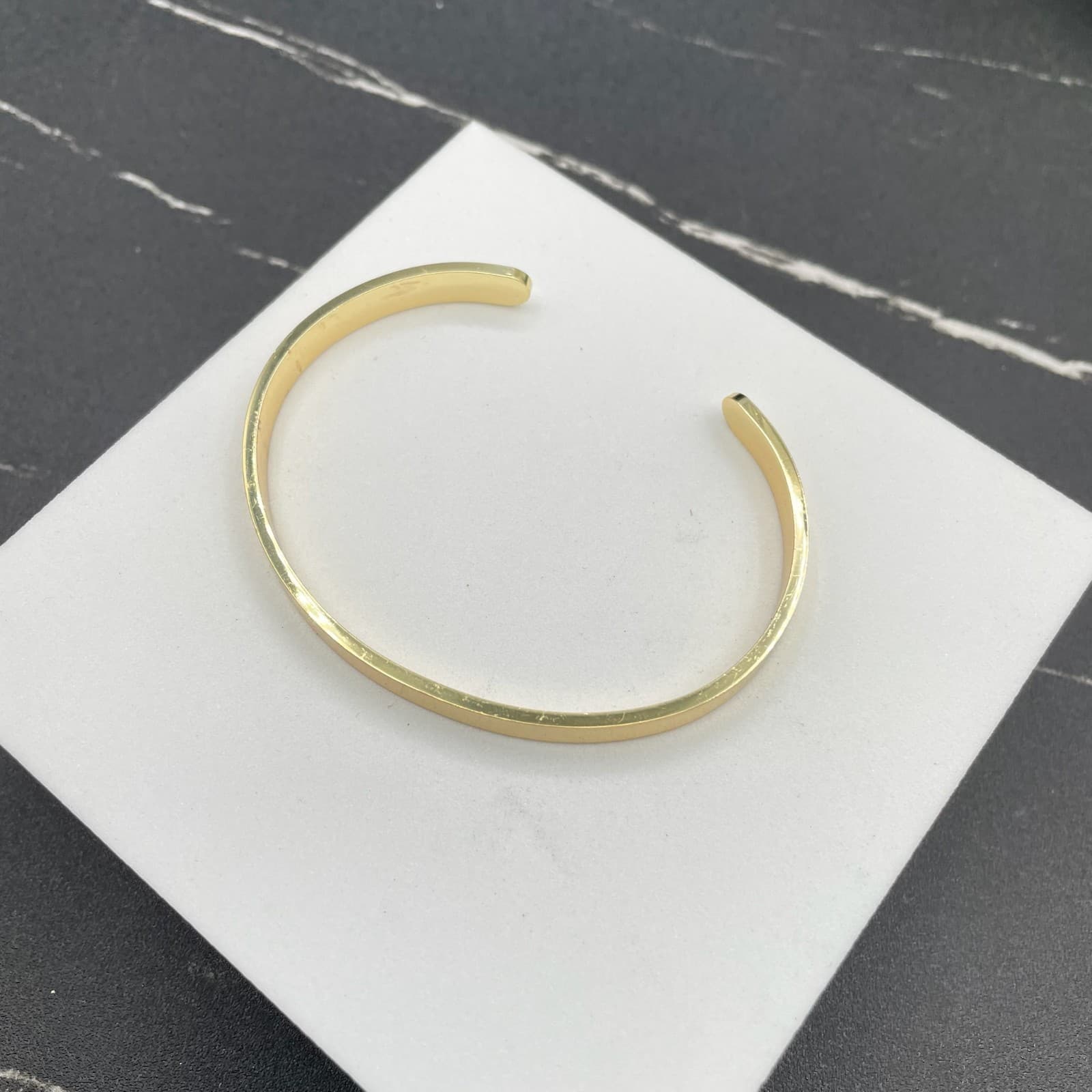 Gold-Tone Classic Fashion Shiny Metal Round-Ended Cuff Torque Slip-On Bracelet - Thumbnail 2