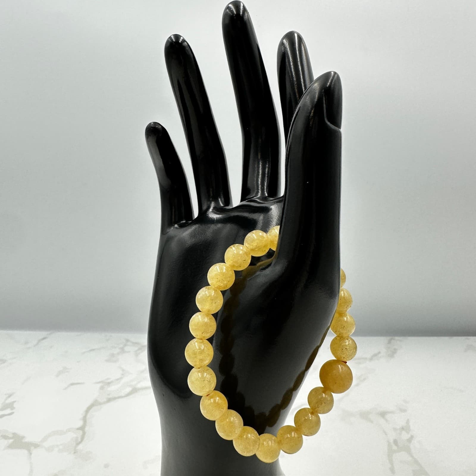Vintage Amber Stone 5.5" Yellow Beaded Glossy Fashion Classic Baltic Bracelet - Image 1