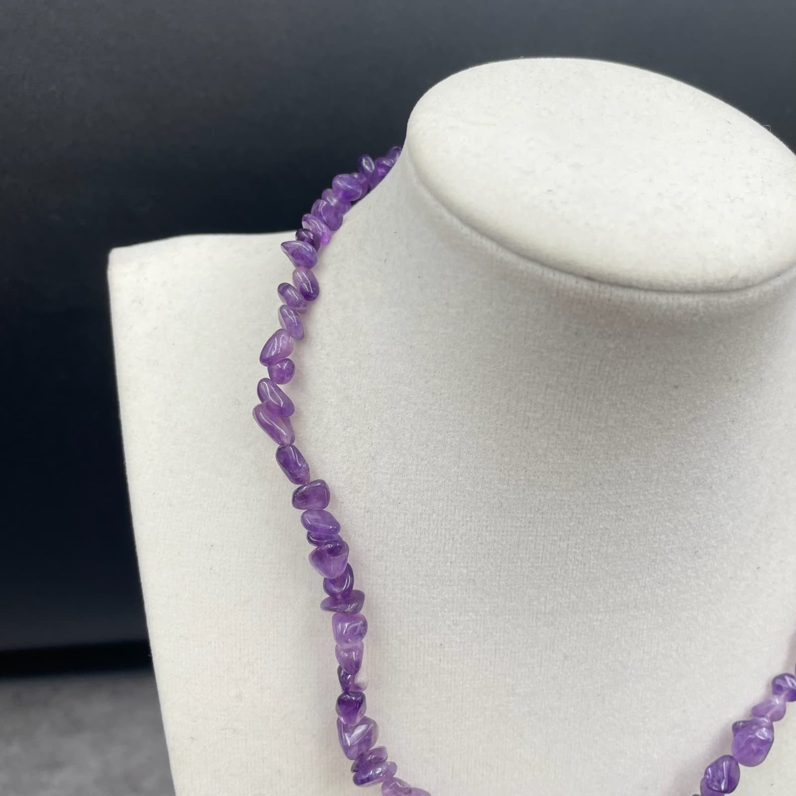 Vintage Purple Classic Fashion Handmade Gold-Tone Clasp Amethyst Chip Necklace - Thumbnail 4