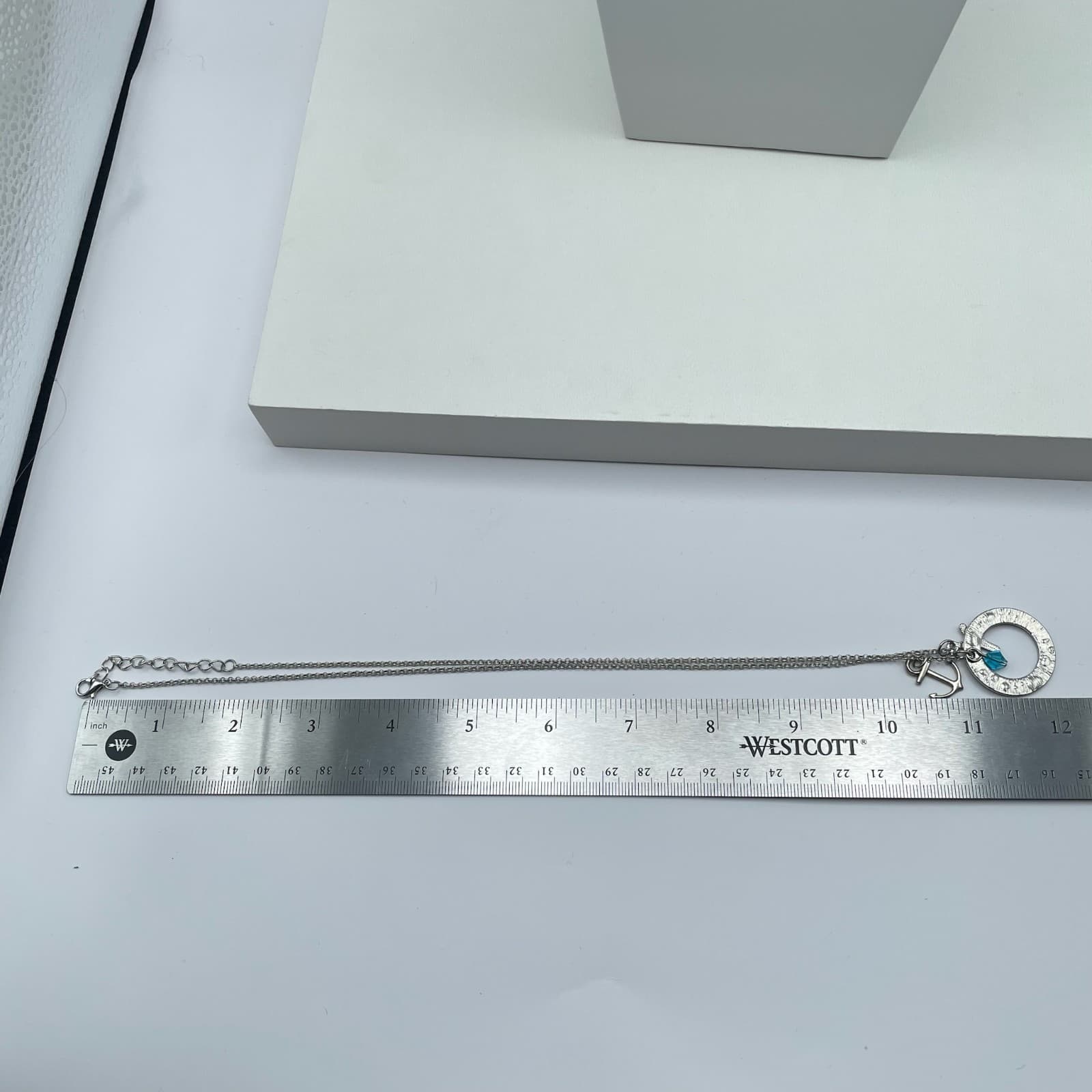 Vintage Y2K Silver Tone I Refuse to Sink Anchor Starfish Teal Crystal Necklace - Thumbnail 11