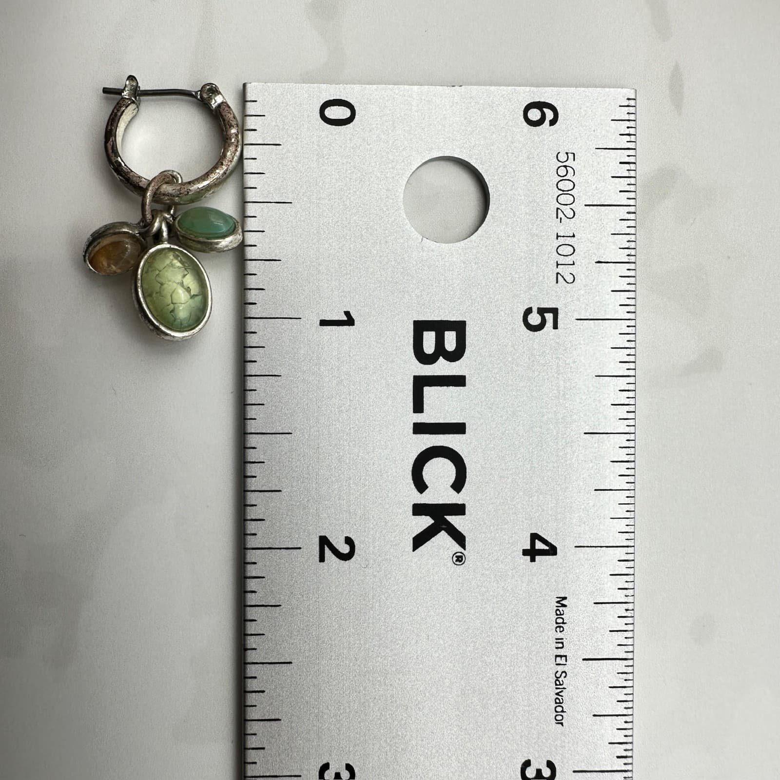 Vintage Monet Green Amber Oval Gemstones Silver-Tone Dangle Drop Earrings - Thumbnail 7