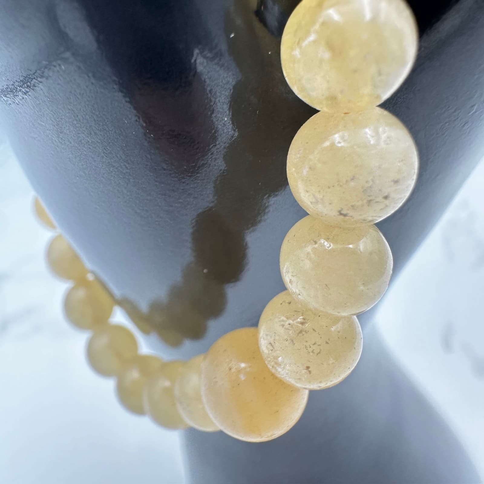 Vintage Amber Stone 5.5" Yellow Beaded Glossy Fashion Classic Baltic Bracelet - Thumbnail 4