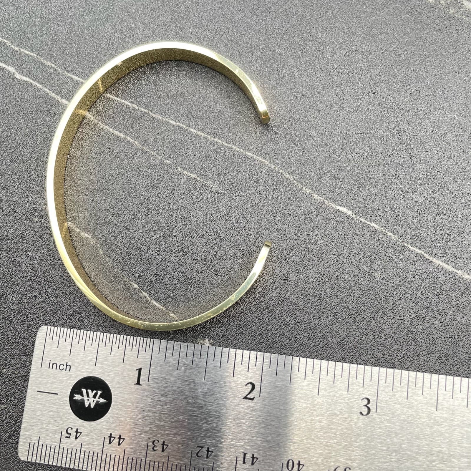 Gold-Tone Classic Fashion Shiny Metal Round-Ended Cuff Torque Slip-On Bracelet - Thumbnail 7