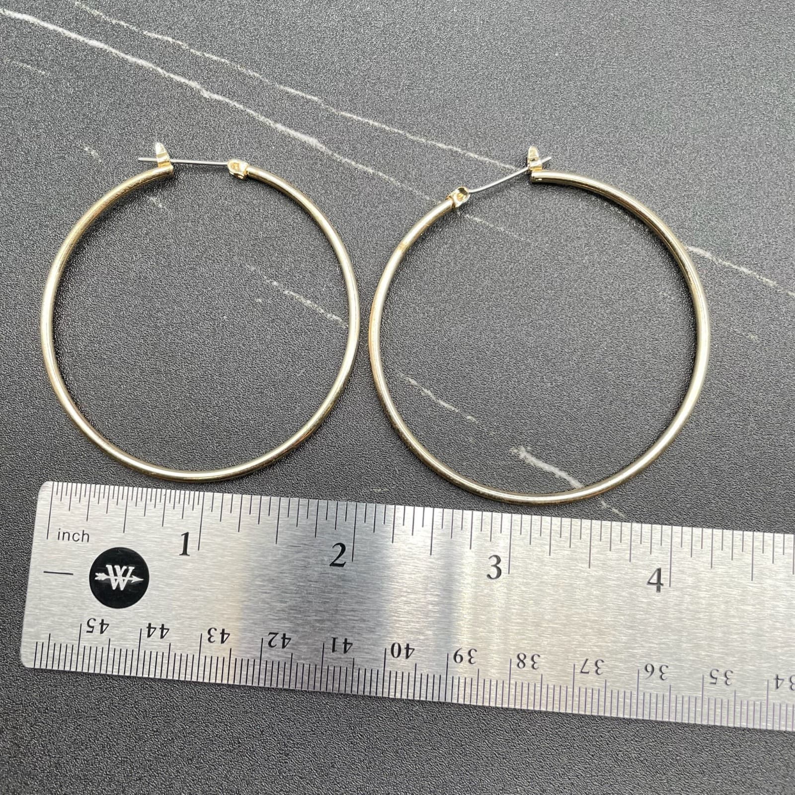 Vintage Gold-Tone Classic Retro Fashion Thin Single Hoop Latch Back Earrings - Thumbnail 10