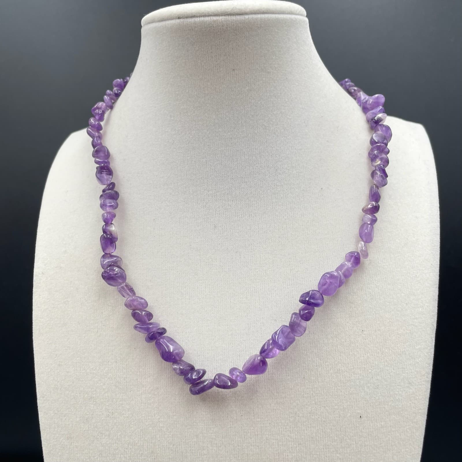 Vintage Purple Classic Fashion Handmade Gold-Tone Clasp Amethyst Chip Necklace - Thumbnail 2