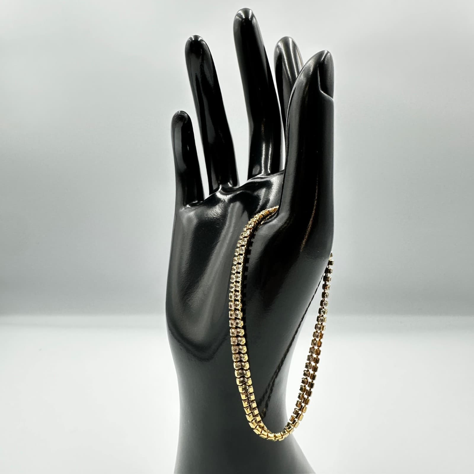 Gold-Tone Rhinestone Tennis Bracelet – Classic Sparkle Chain - Image 1