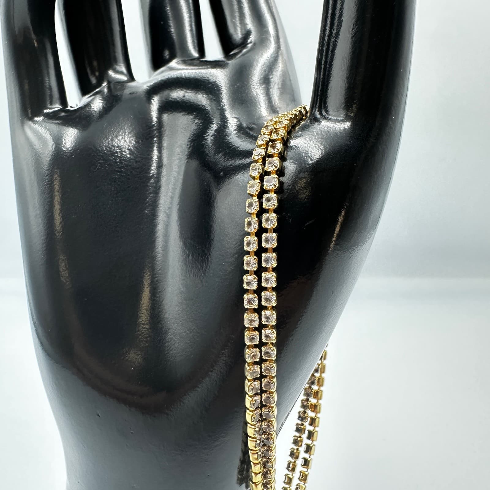 Gold-Tone Rhinestone Tennis Bracelet – Classic Sparkle Chain - Thumbnail 2