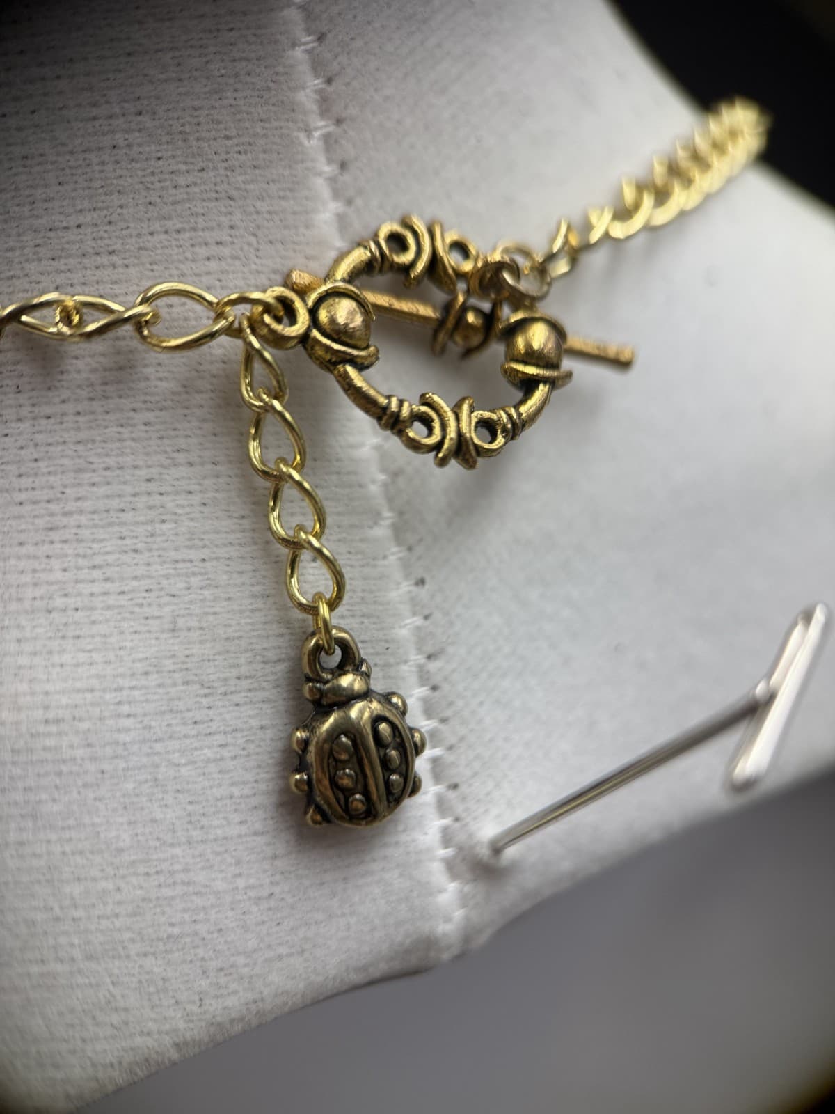 Vintage Black & Gold Glass Bead Necklace w/ Round Artistic Accents - Thumbnail 7