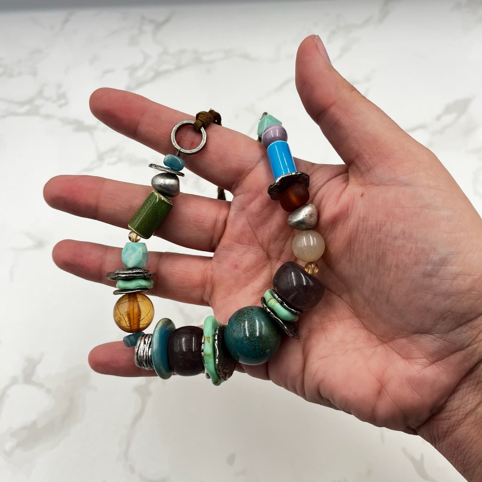 Vintage Coldwater Creek Multi-Color Beaded Statement Necklace – Boho Artisan - Thumbnail 11