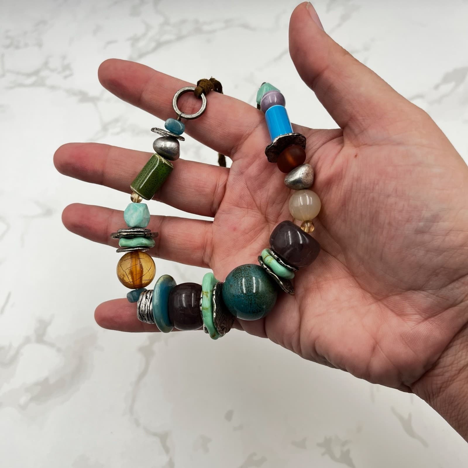 Vintage Coldwater Creek Multi-Color Beaded Statement Necklace – Boho Artisan - Thumbnail 10